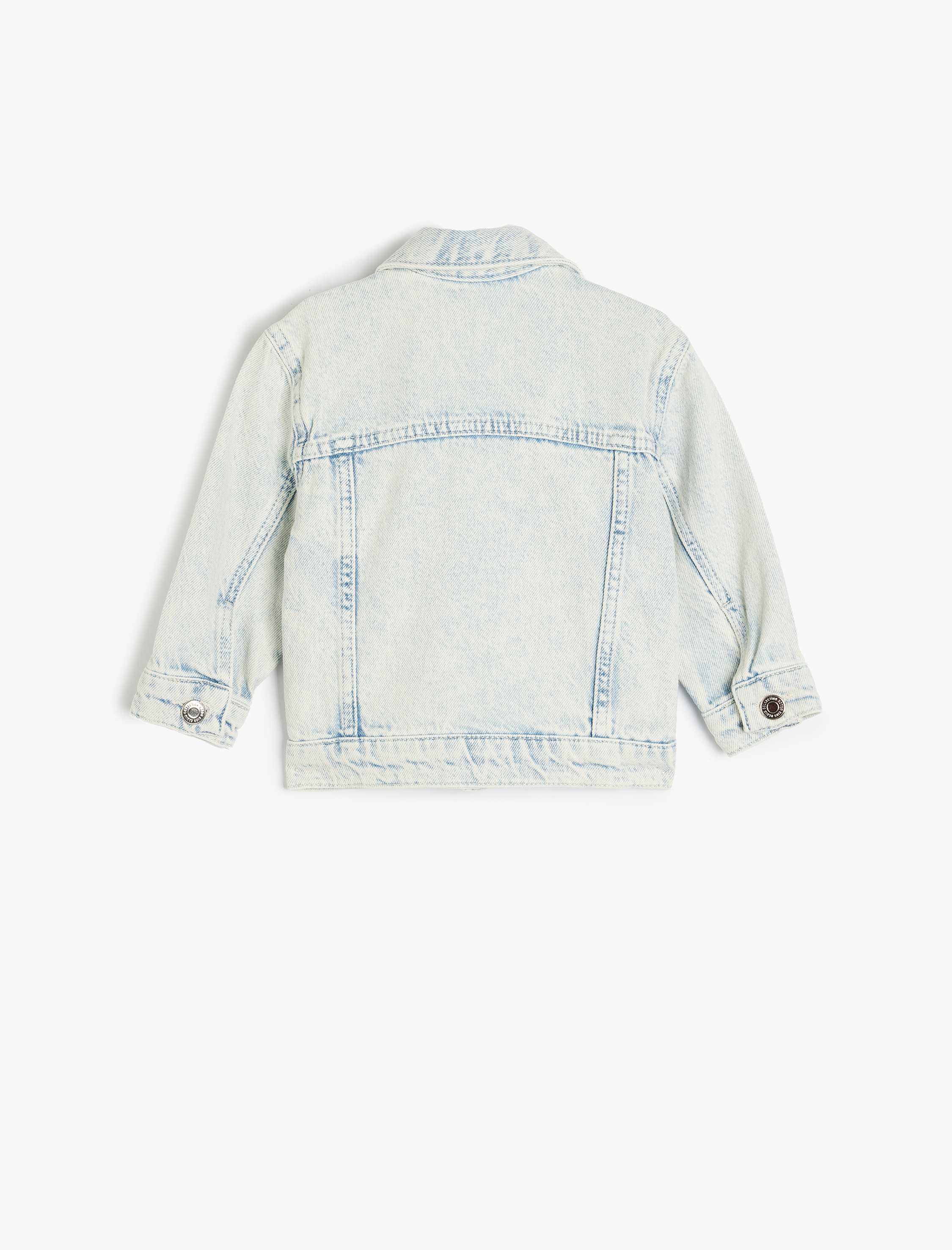  Kız Bebek Çiçek Nakışlı Düğmeli Denim Ceket