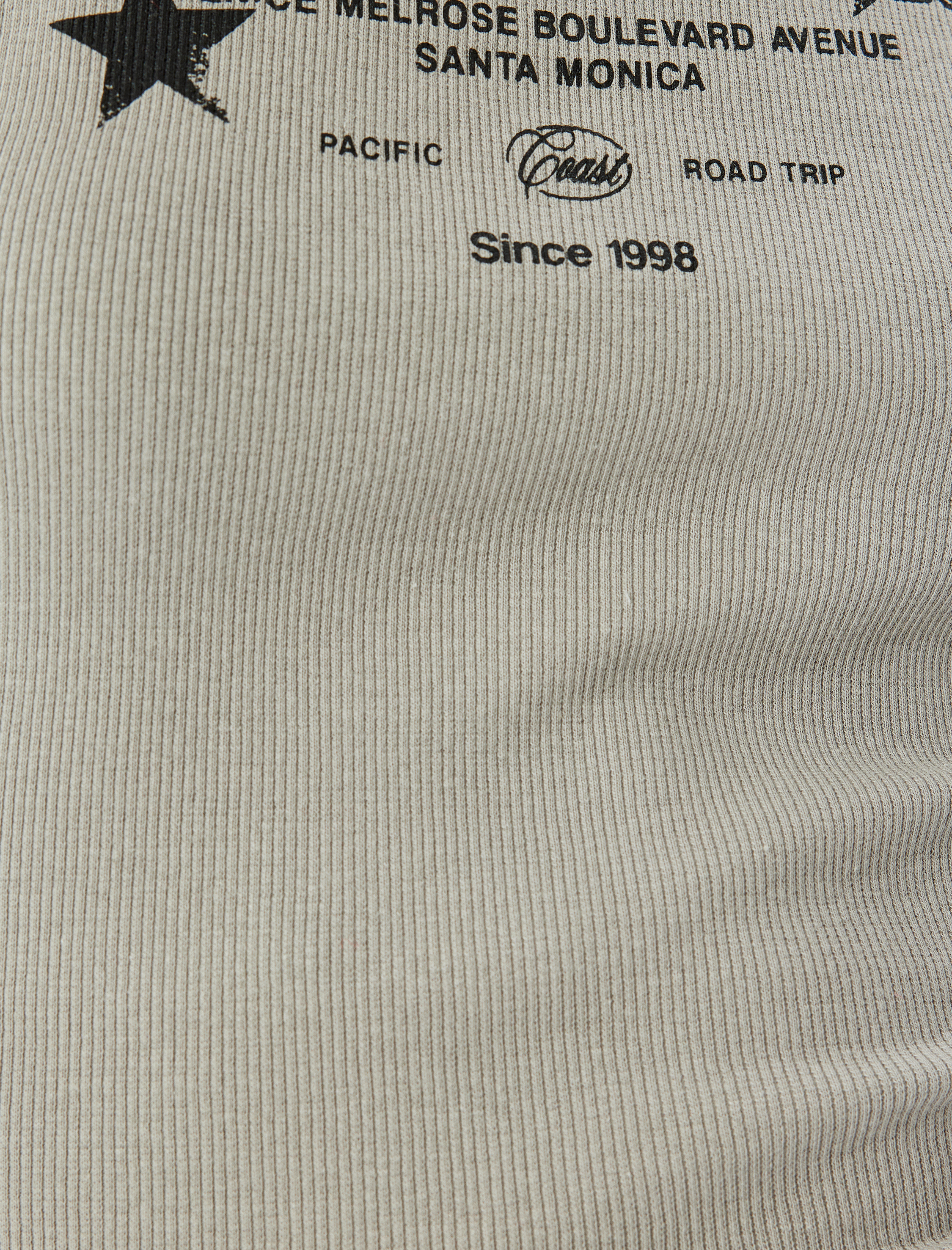   Bisiklet Yaka Kolej Baskılı Kolsuz Crop Tişört