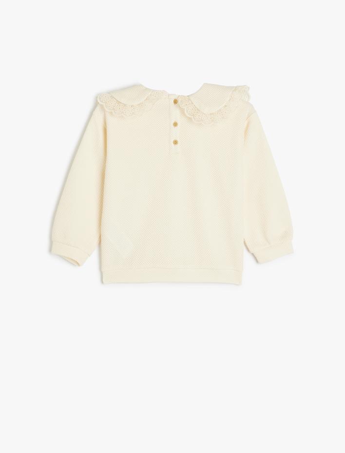 Kız Bebek Dantel Detaylı Bebe Yaka Sweatshirt