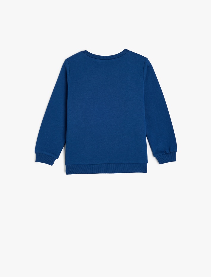 Erkek Bebek Deniz Temalı Bisiklet Yaka Uzun Kollu Şardonlu Sweatshirt