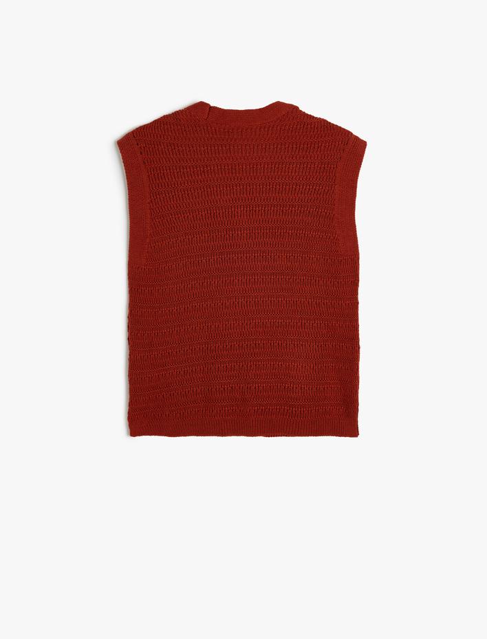 Kız Çocuk Düğmeli V Yaka Triko Yelek