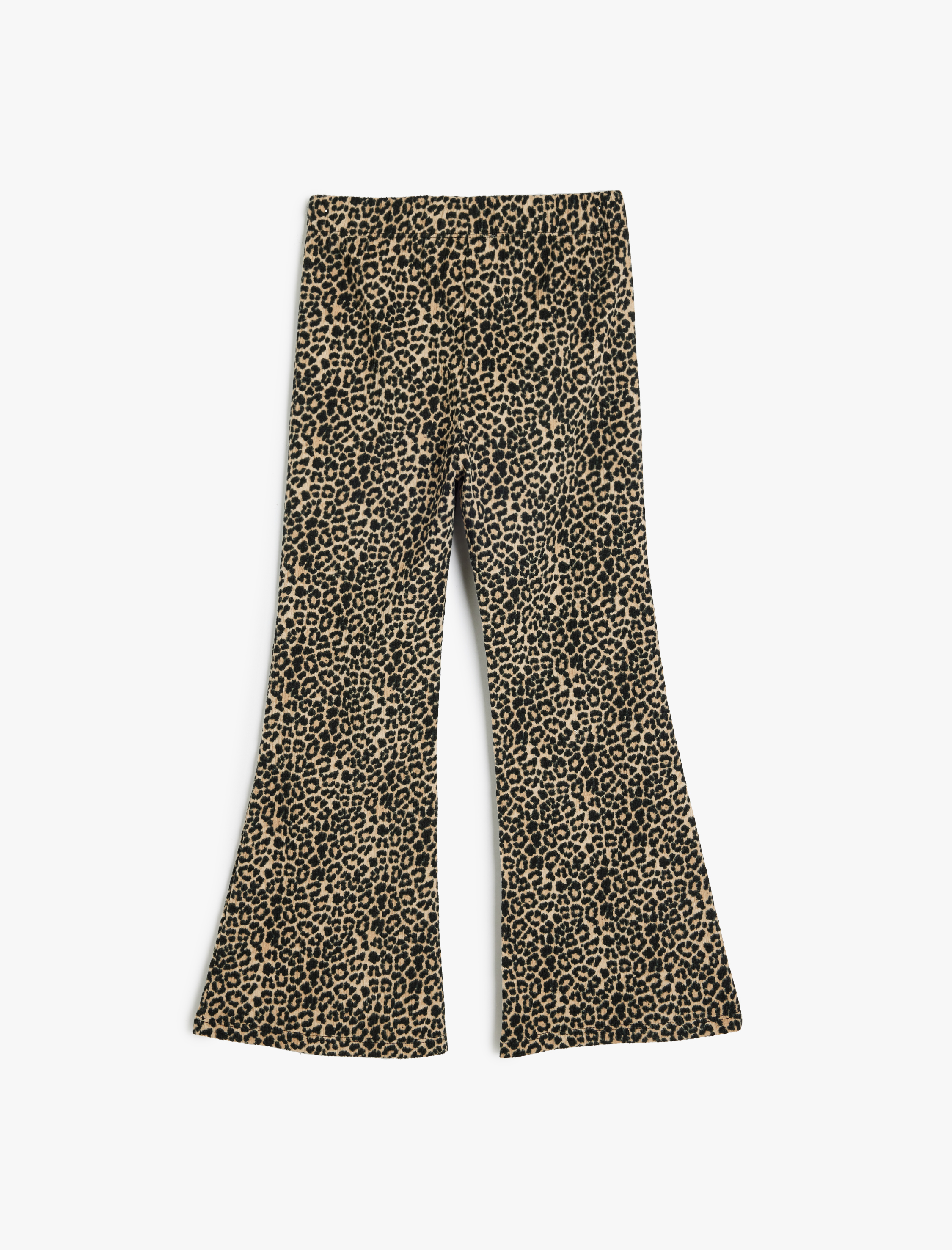  Kız Çocuk Leopar Desenli Şardonlu İspanyol Paça Pantolon
