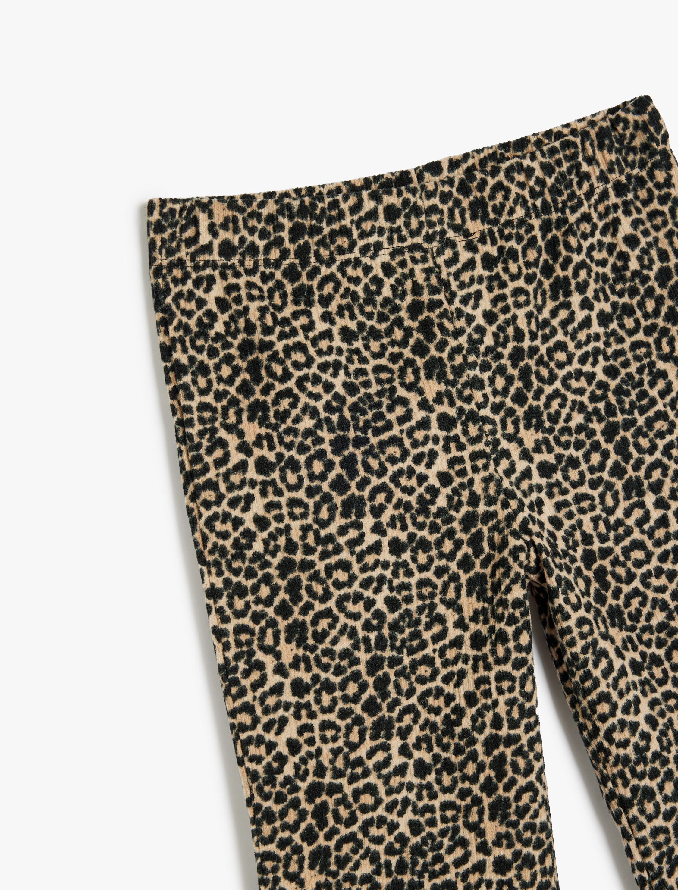  Kız Çocuk Leopar Desenli Şardonlu İspanyol Paça Pantolon