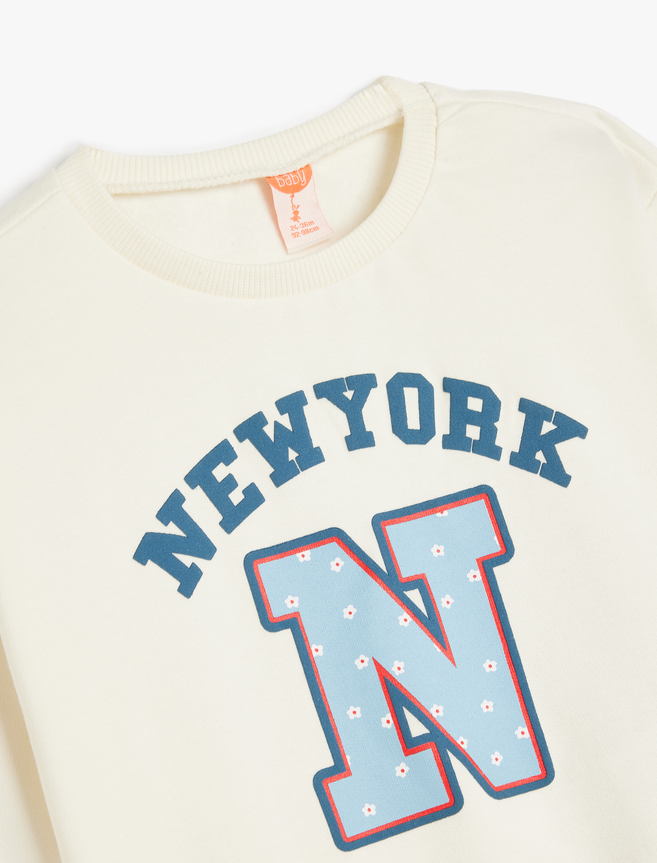  Kız Bebek New York Baskılı Pamuklu Uzun Kollu Şardonlu Sweatshirt