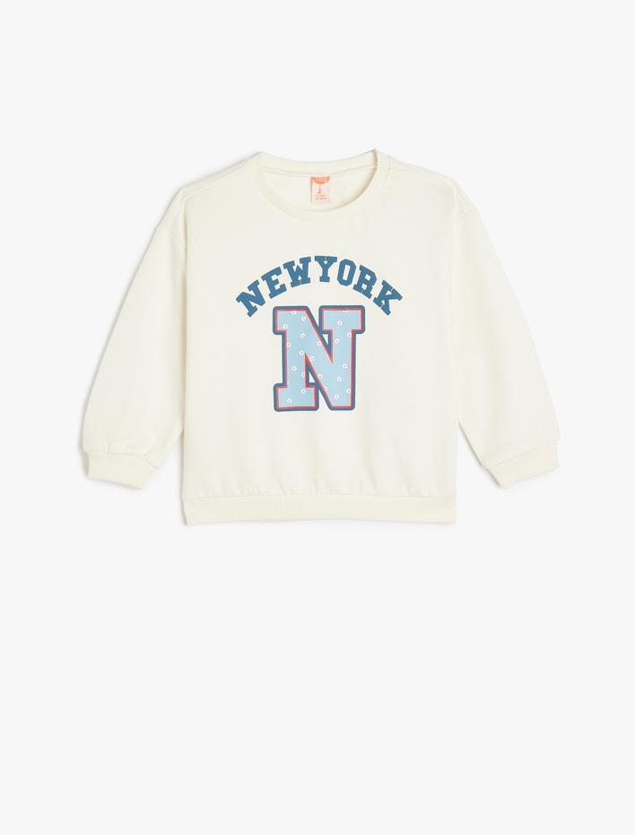 Kız Bebek New York Baskılı Pamuklu Uzun Kollu Sweatshirt