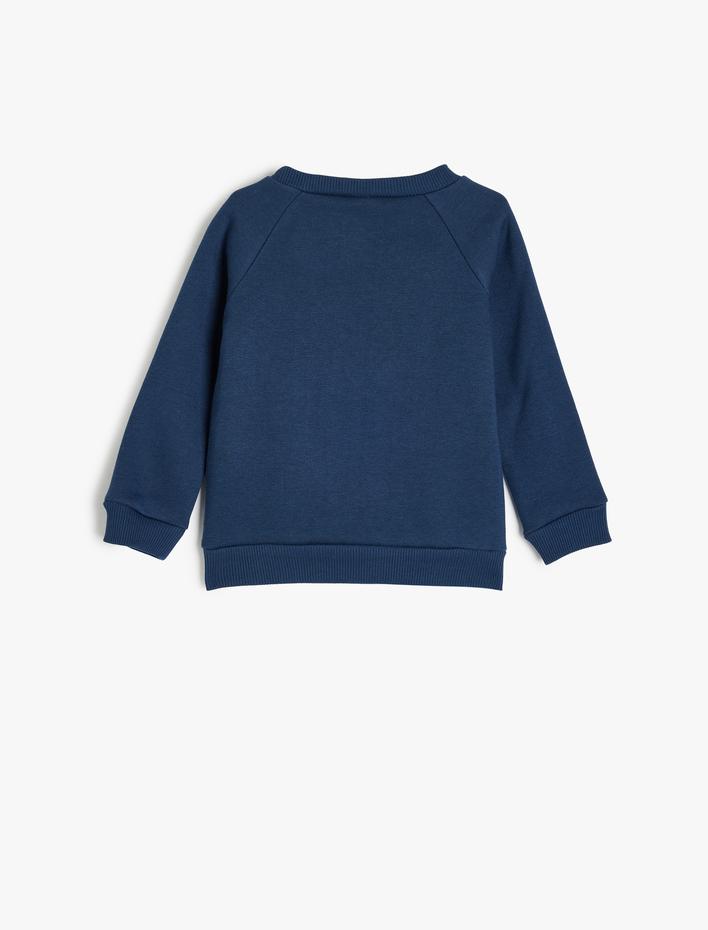 Erkek Bebek Baskılı Uzun Kollu Bisiklet Yaka Pamuklu Şardonlu Sweatshirt