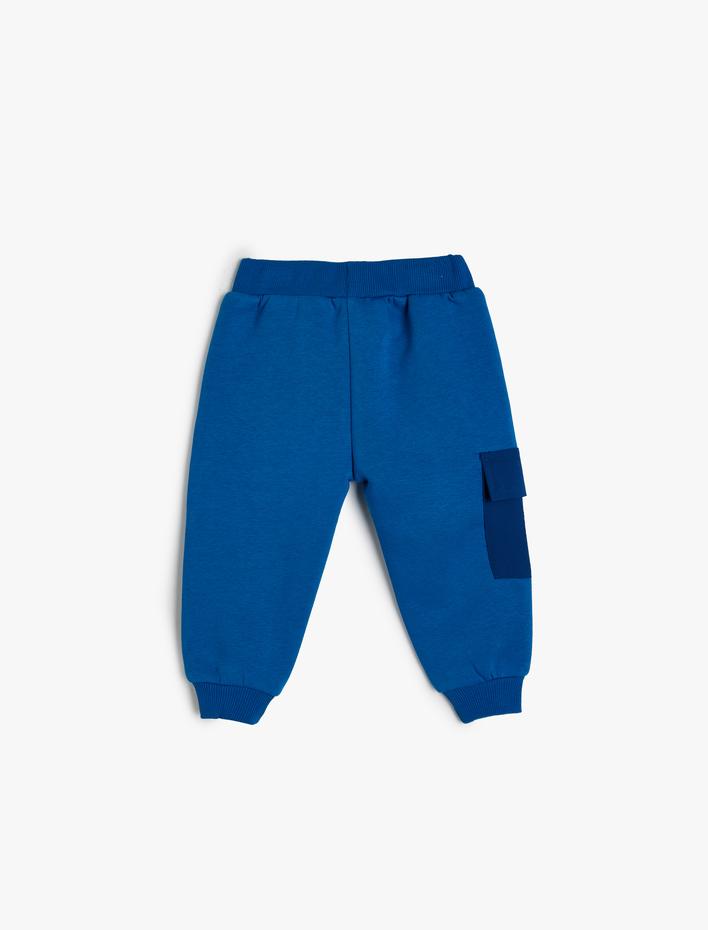 Erkek Bebek Jogger Eşofman Altı Beli Bağlamalı Renk Bloklu Cep Detaylı Şardonlu