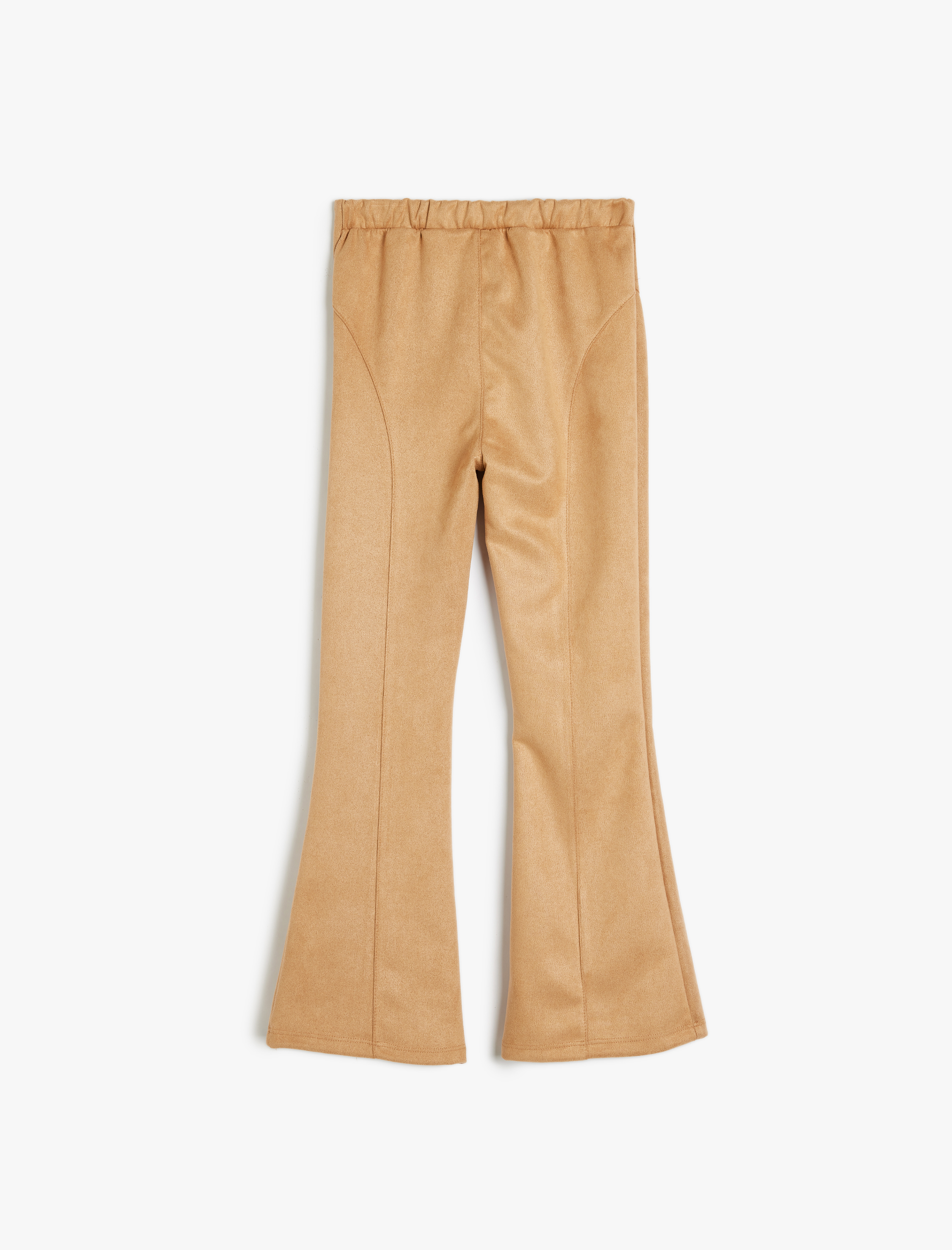  Kız Çocuk Standart Bel Slim Fit Suni Süet İspanyol Paça Pantolon