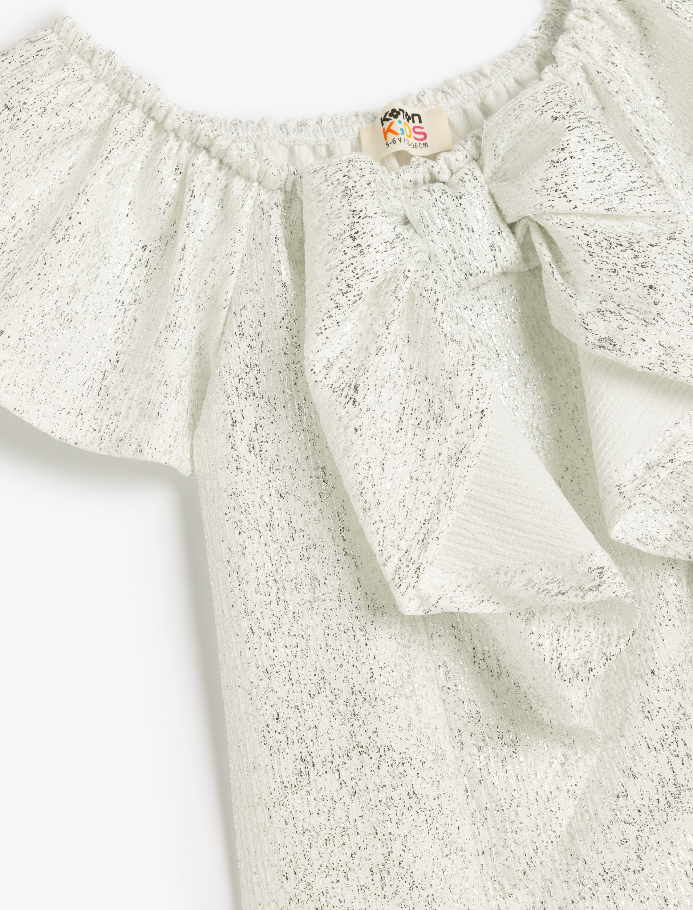  Kız Çocuk Düşük Omuz Kısa Kollu Bluz