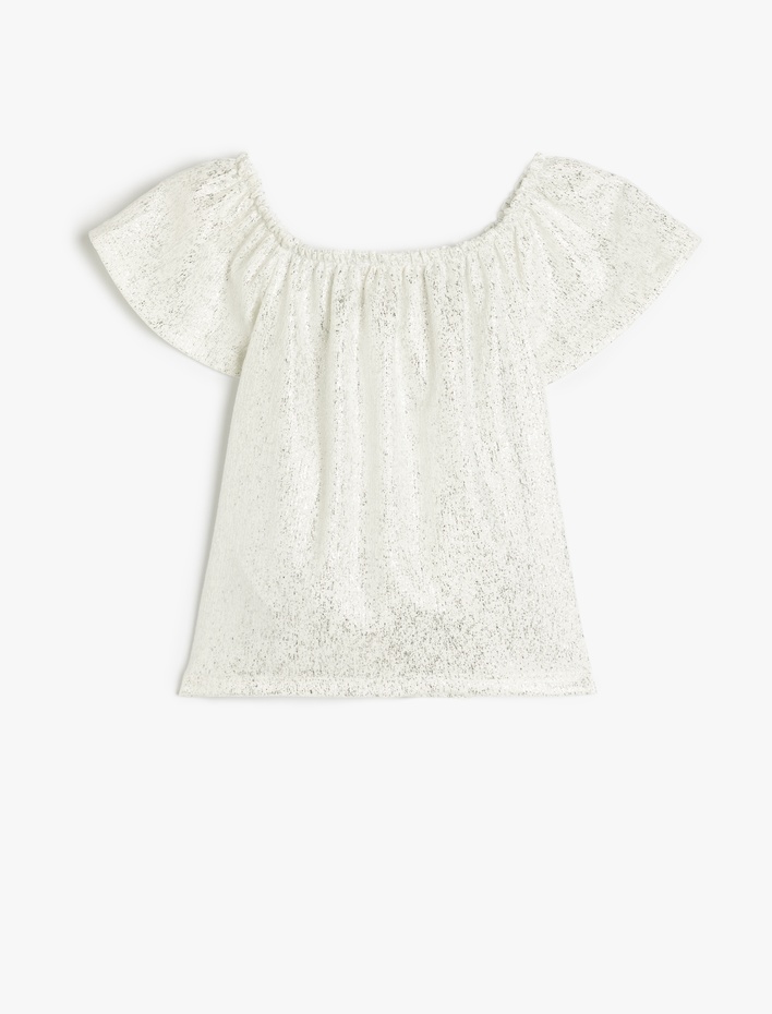 Kız Çocuk Düşük Omuz Kısa Kollu Bluz