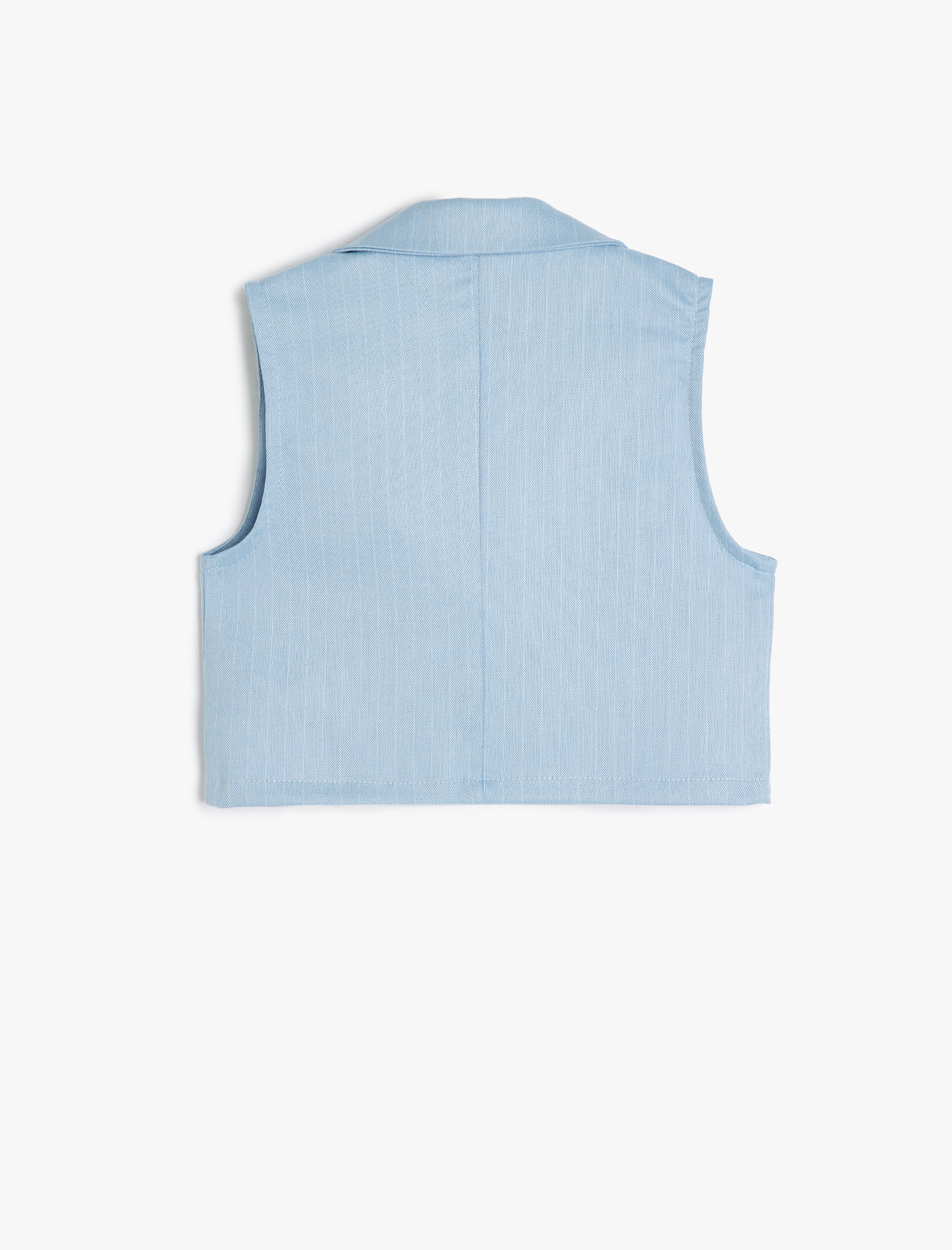  Kız Çocuk Kruvaze Crop Yelek Düğme Detaylı Cep Aplikeli