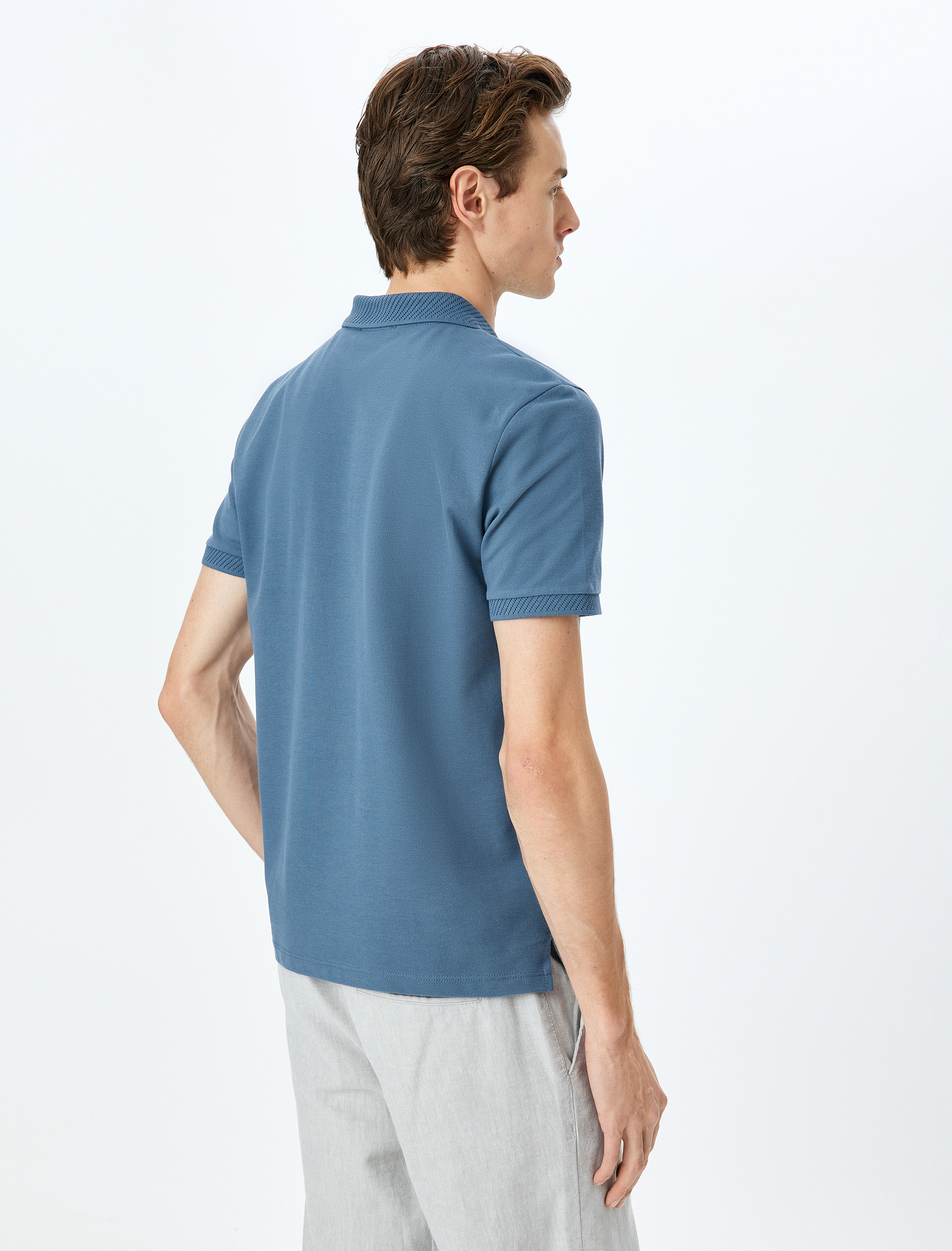   Slim Fit Kısa Kollu Pike Kumaş Pamuklu Polo Yaka Tişört