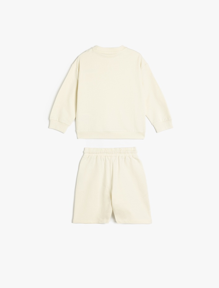 Erkek Çocuk 2'li Pamuklu Uzun Kollu Sweatshirt ve Şort Takımı