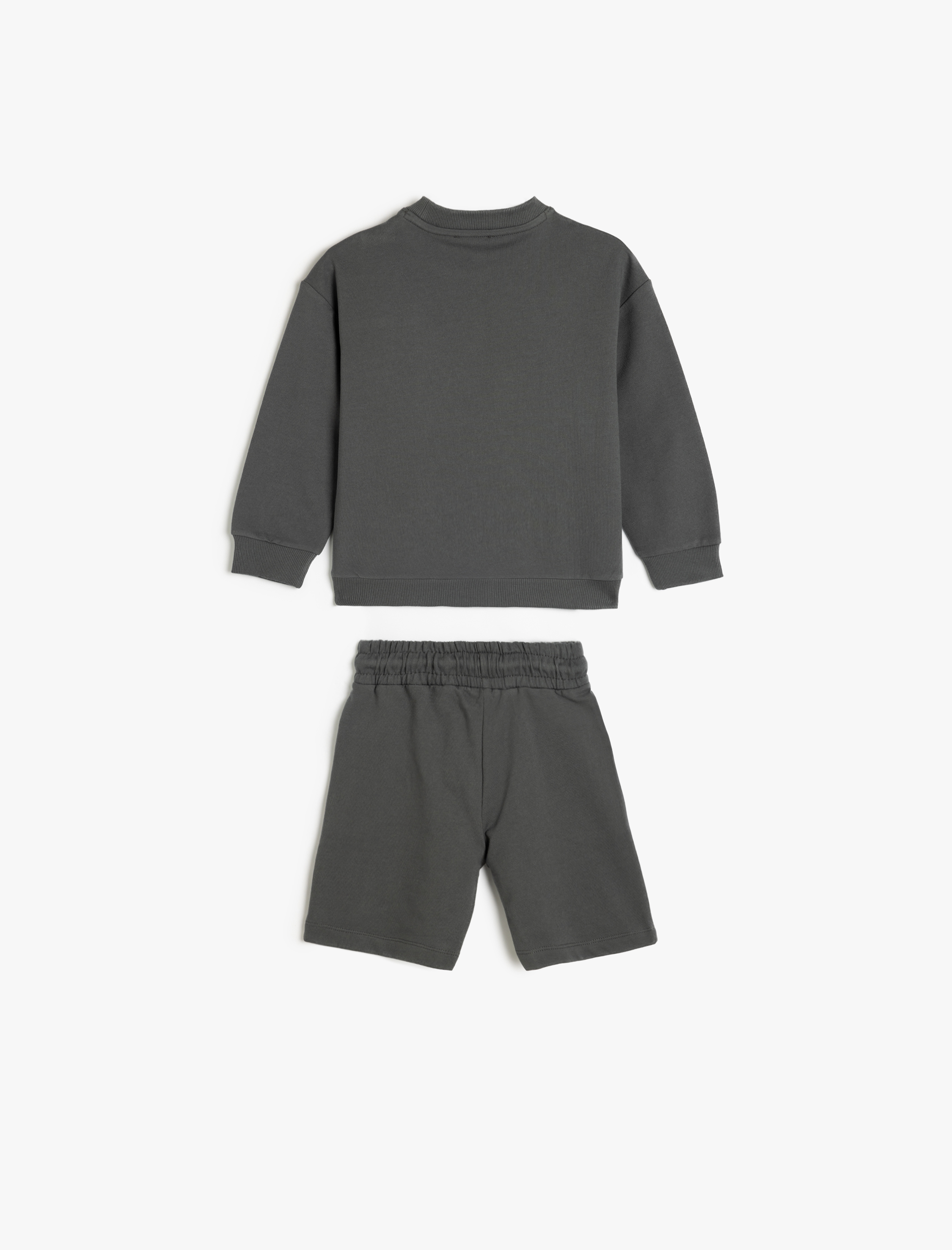  Erkek Çocuk 2'li Pamuklu Uzun Kollu Sweatshirt ve Şort Takımı
