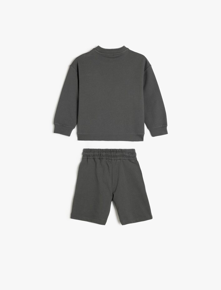 Erkek Çocuk 2'li Pamuklu Uzun Kollu Sweatshirt ve Şort Takımı