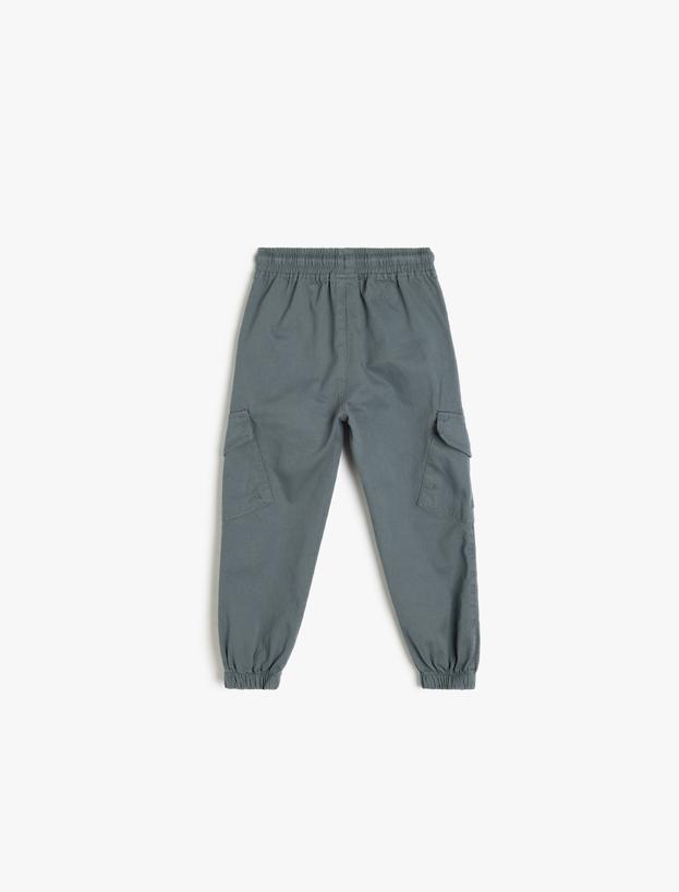 Jogger Kargo Pantolon Beli Bağlamalı Cepli Pamuklu_1