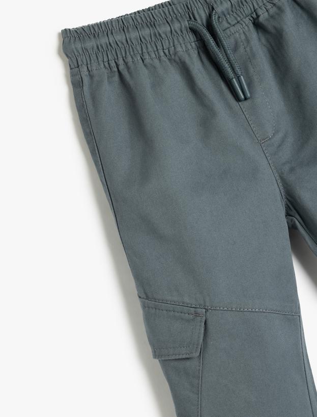 Jogger Kargo Pantolon Beli Bağlamalı Cepli Pamuklu_2