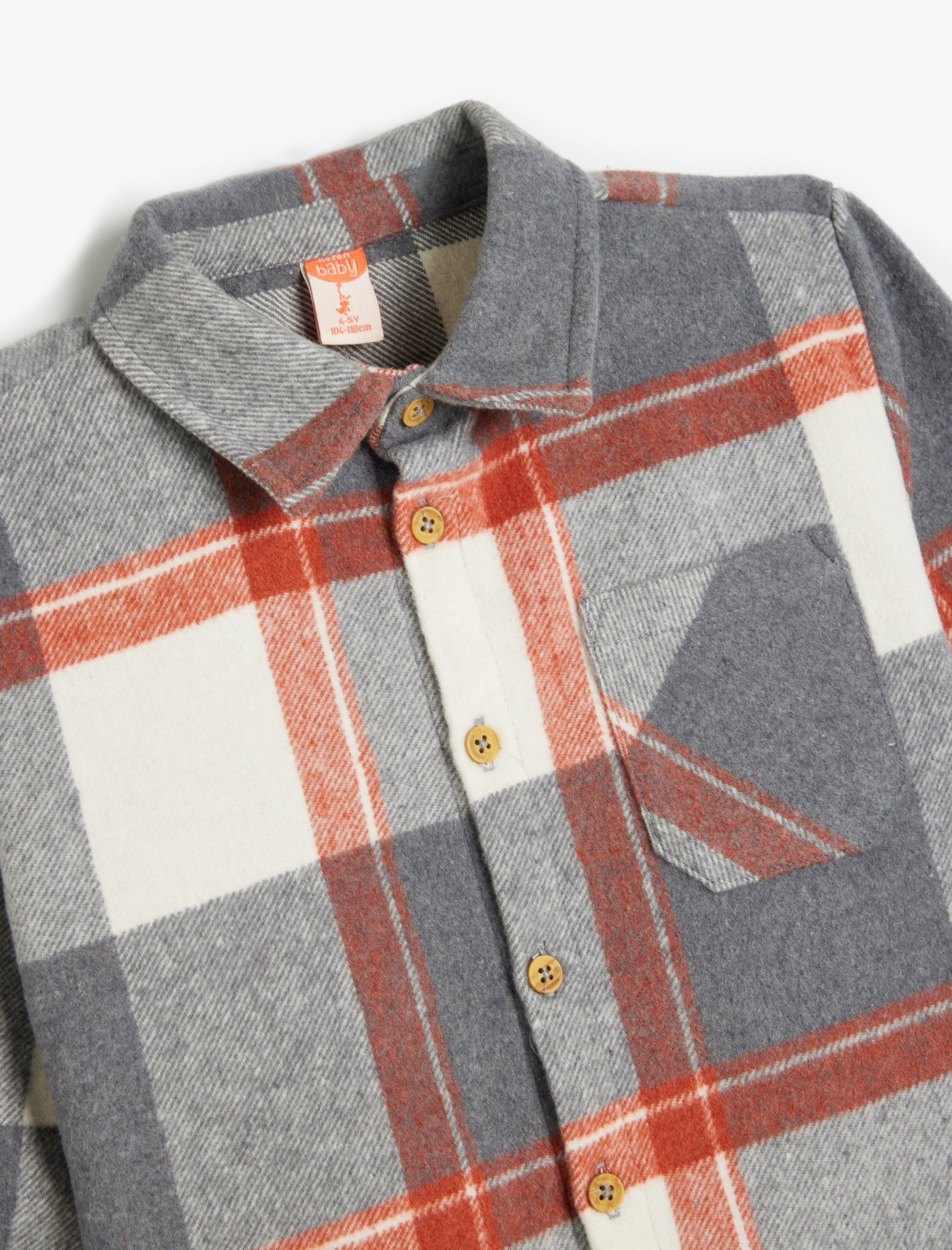  Erkek Bebek Düğme Detaylı Uzun Kollu Ekoseli Oduncu Gömleği