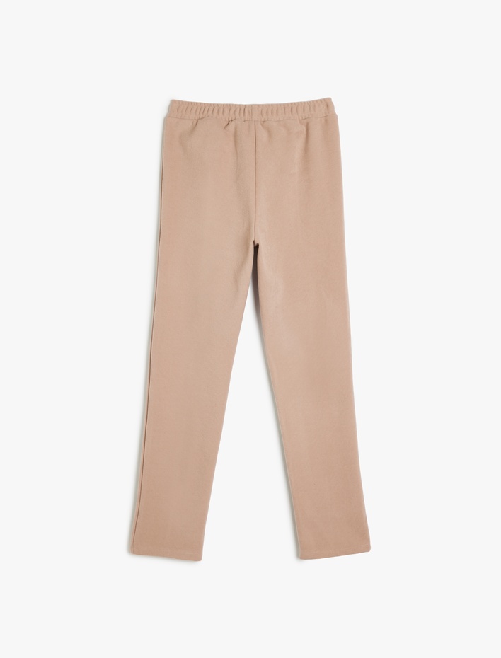 Kız Çocuk Beli Lastikli Dikiş Detaylı Basic Pantolon