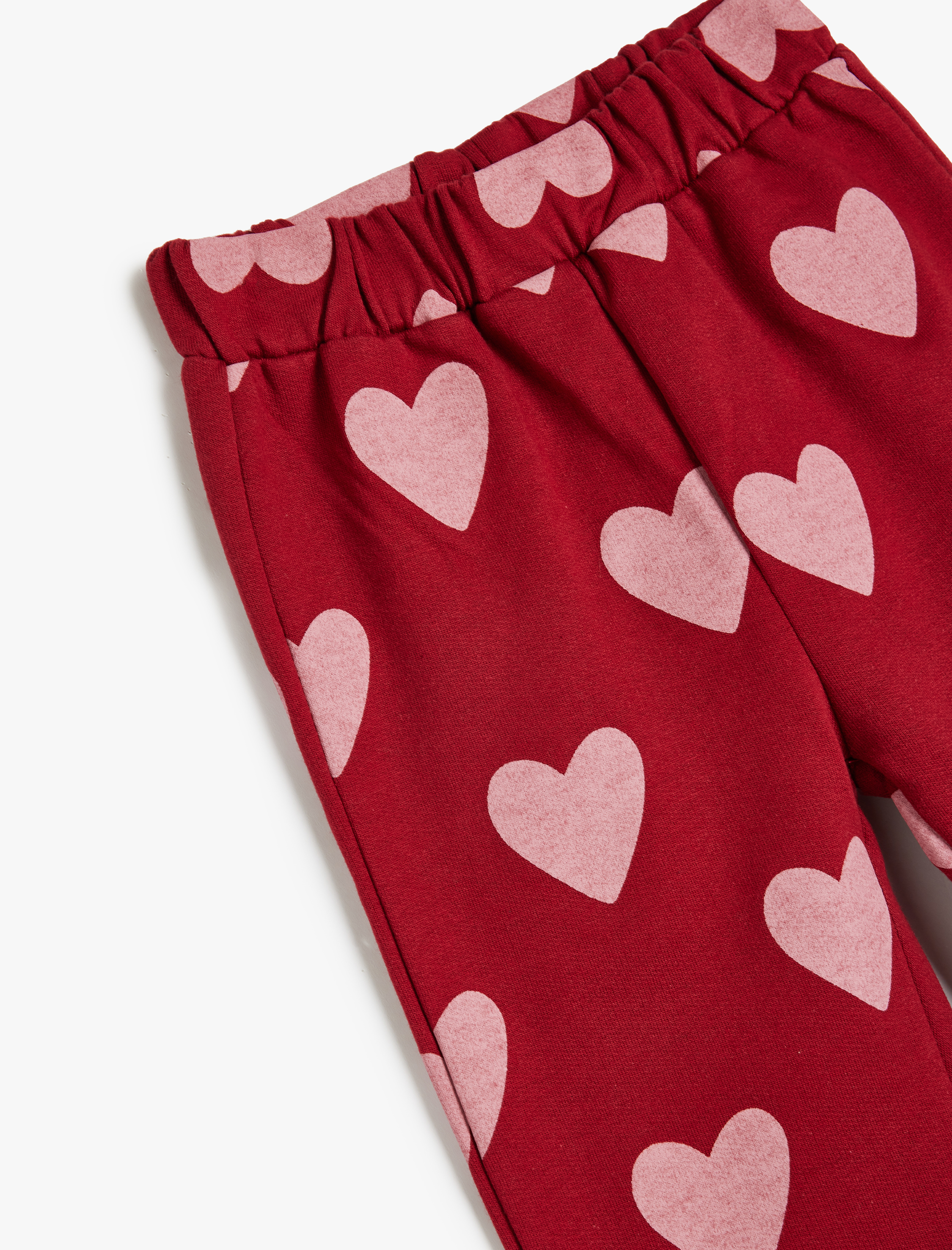  Kız Bebek Kalp Desenli Pamuklu Jogger Eşofman Altı Şardonlu