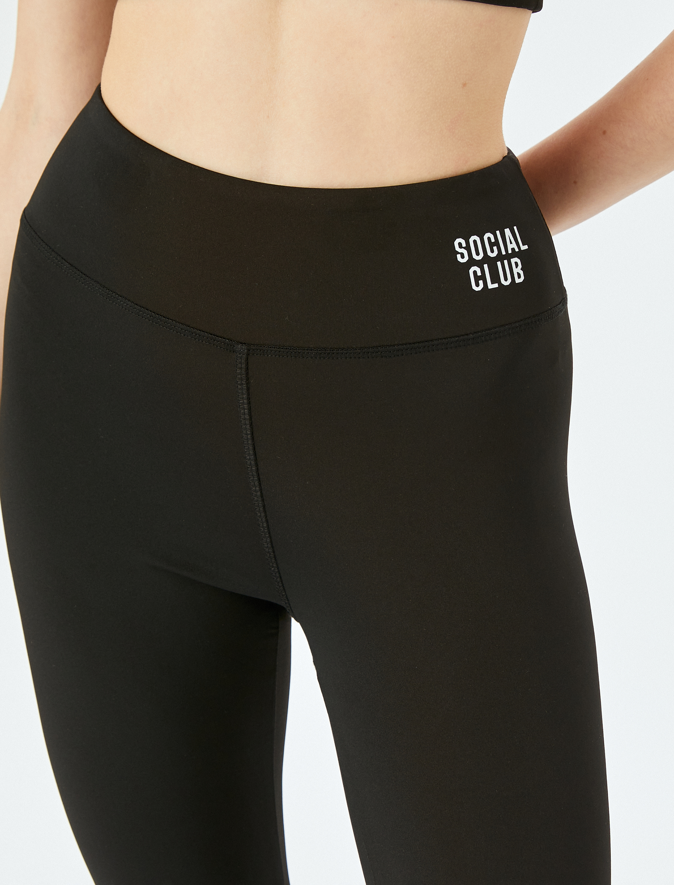   Slim Fit Slogan Baskılı Spor Tayt