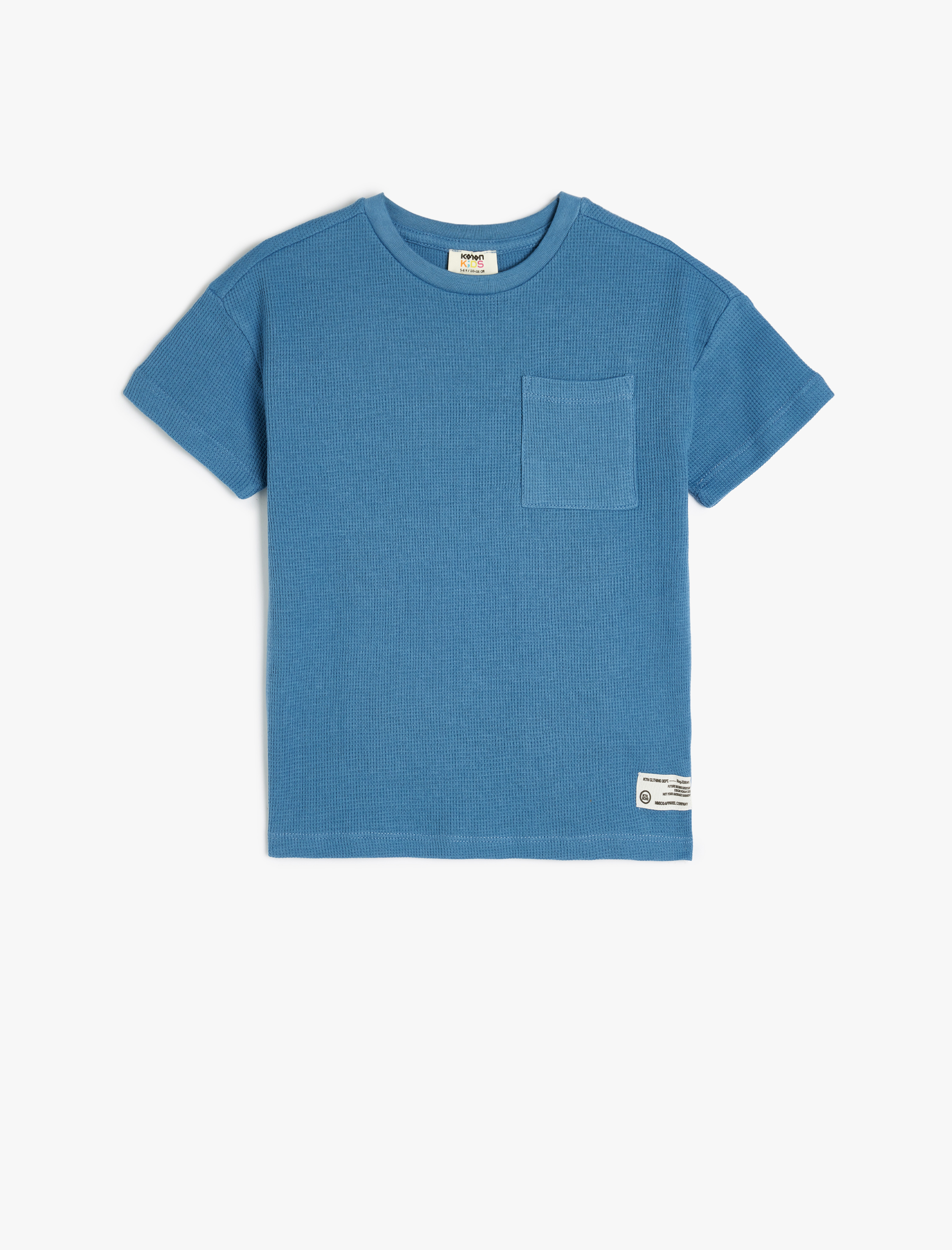 Koton Oversize Basic Tişört Kısa Kollu Bisiklet Yaka Dokulu Cep Detaylı Pamuklu -1