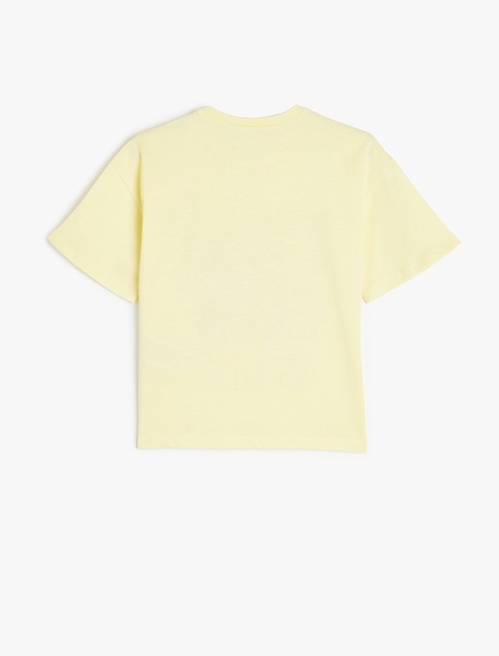 Kız Çocuk Grafiti Baskılı Bisiklet Yaka Kısa Kollu Tişört