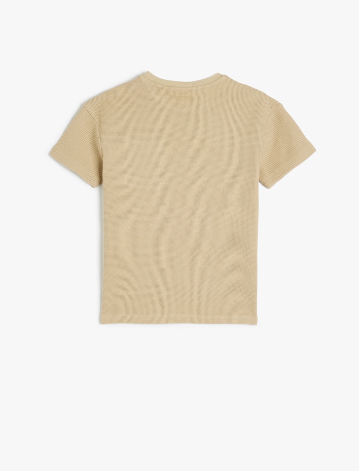 Erkek Çocuk Oversize Basic Tişört Kısa Kollu Bisiklet Yaka Dokulu Cep Detaylı Pamuklu