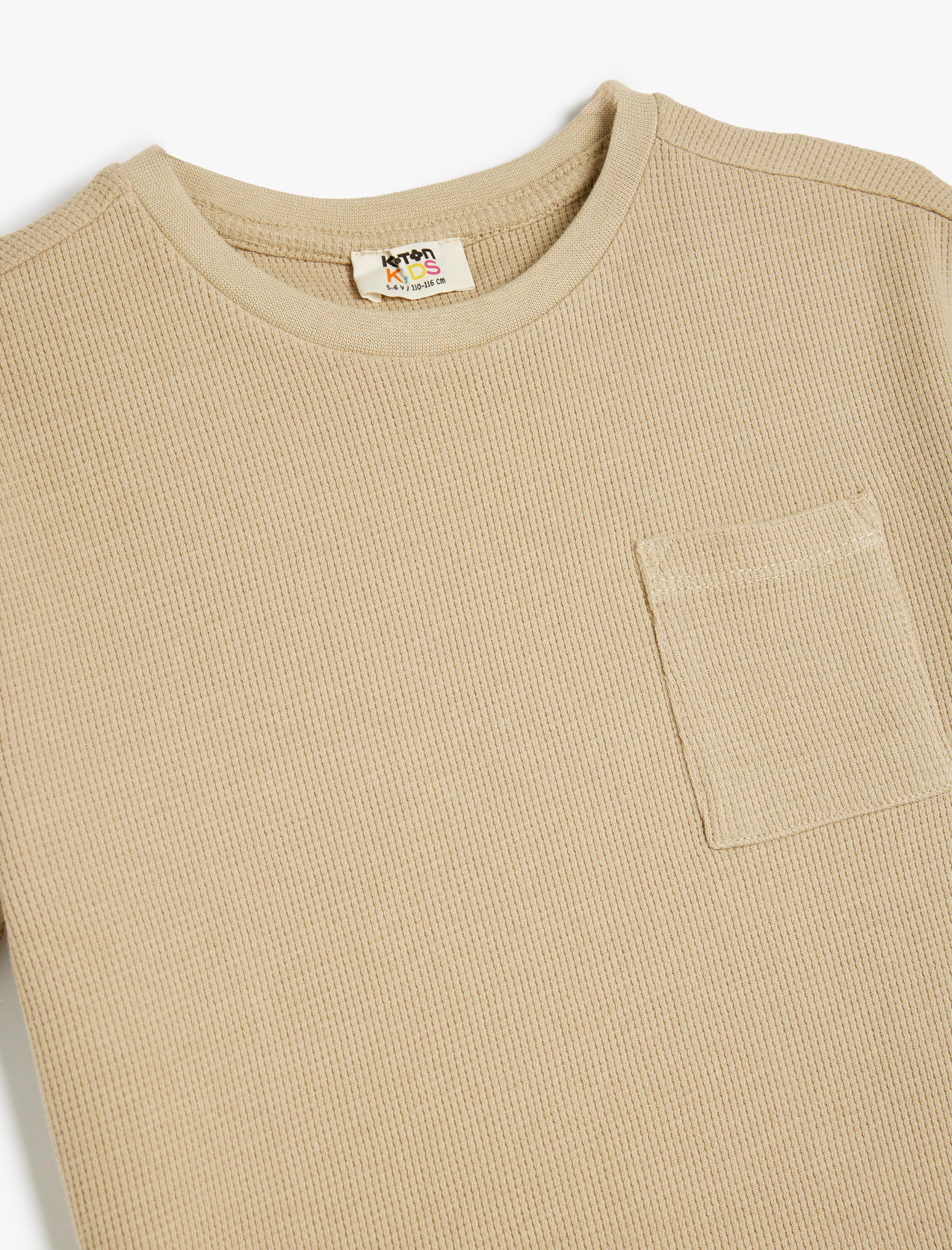  Erkek Çocuk Oversize Basic Tişört Kısa Kollu Bisiklet Yaka Dokulu Cep Detaylı Pamuklu