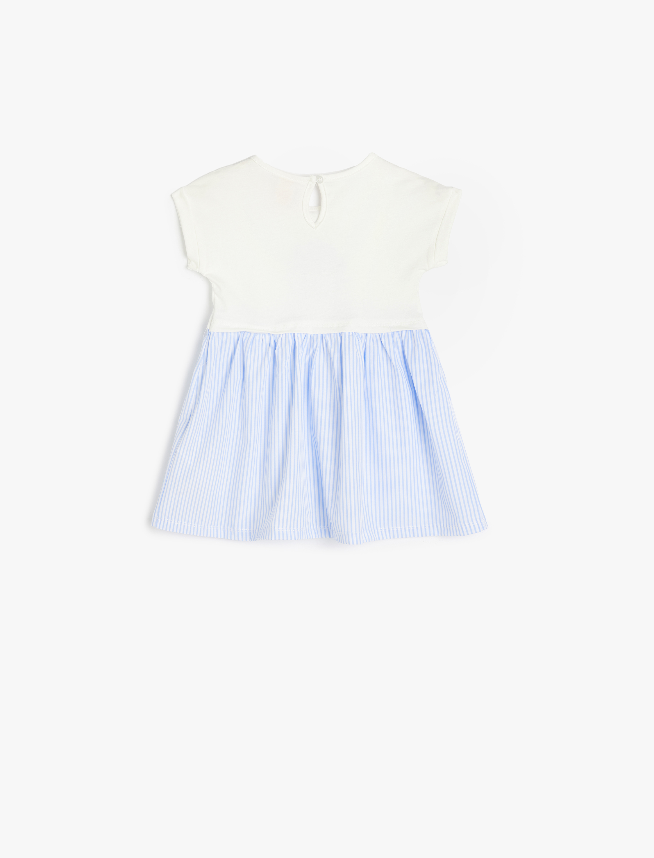  Kız Bebek Deniz Kabuğu Baskılı Düğme Detaylı A Kesim Pamuklu Elbise