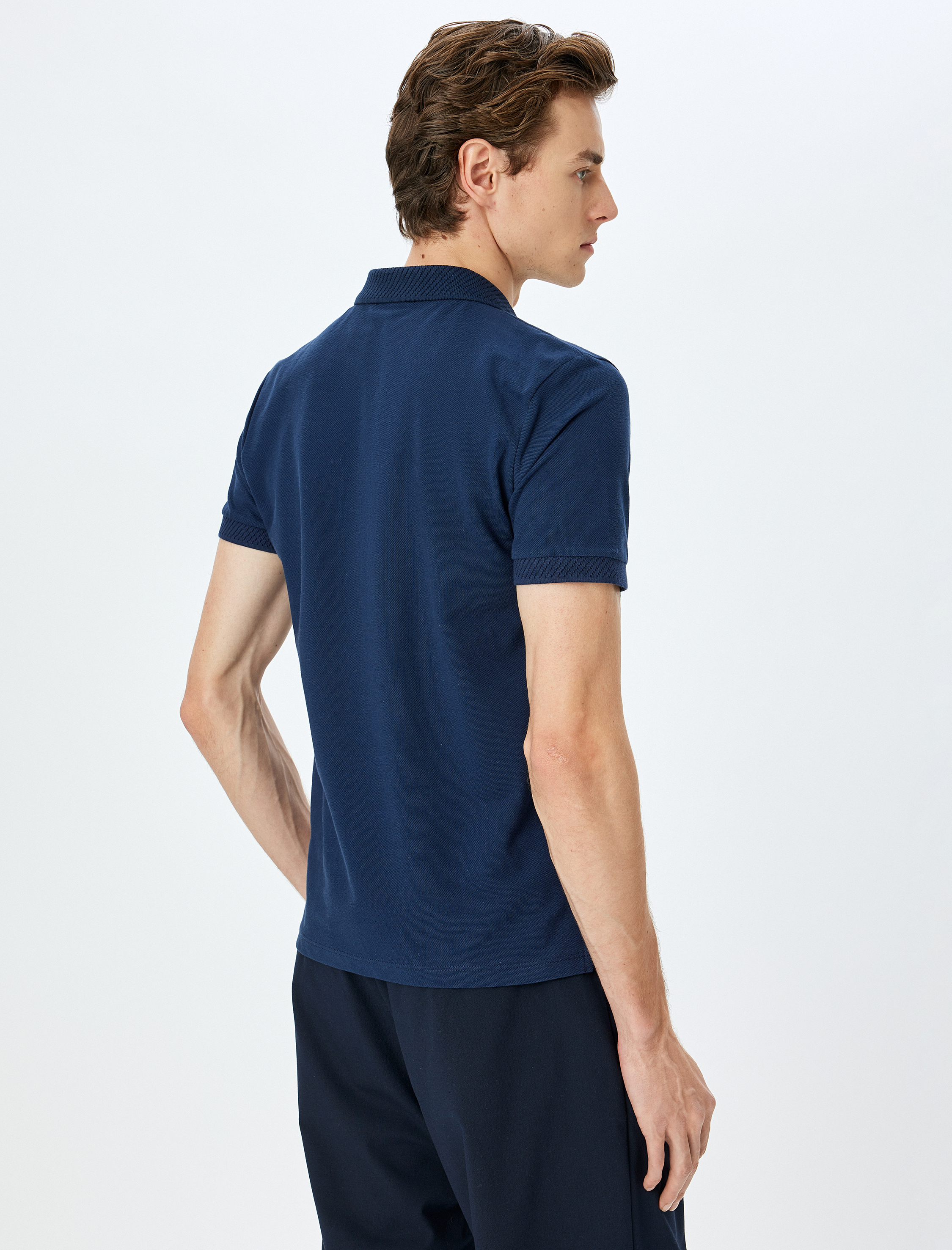   Slim Fit Kısa Kollu Pike Kumaş Pamuklu Polo Yaka Tişört