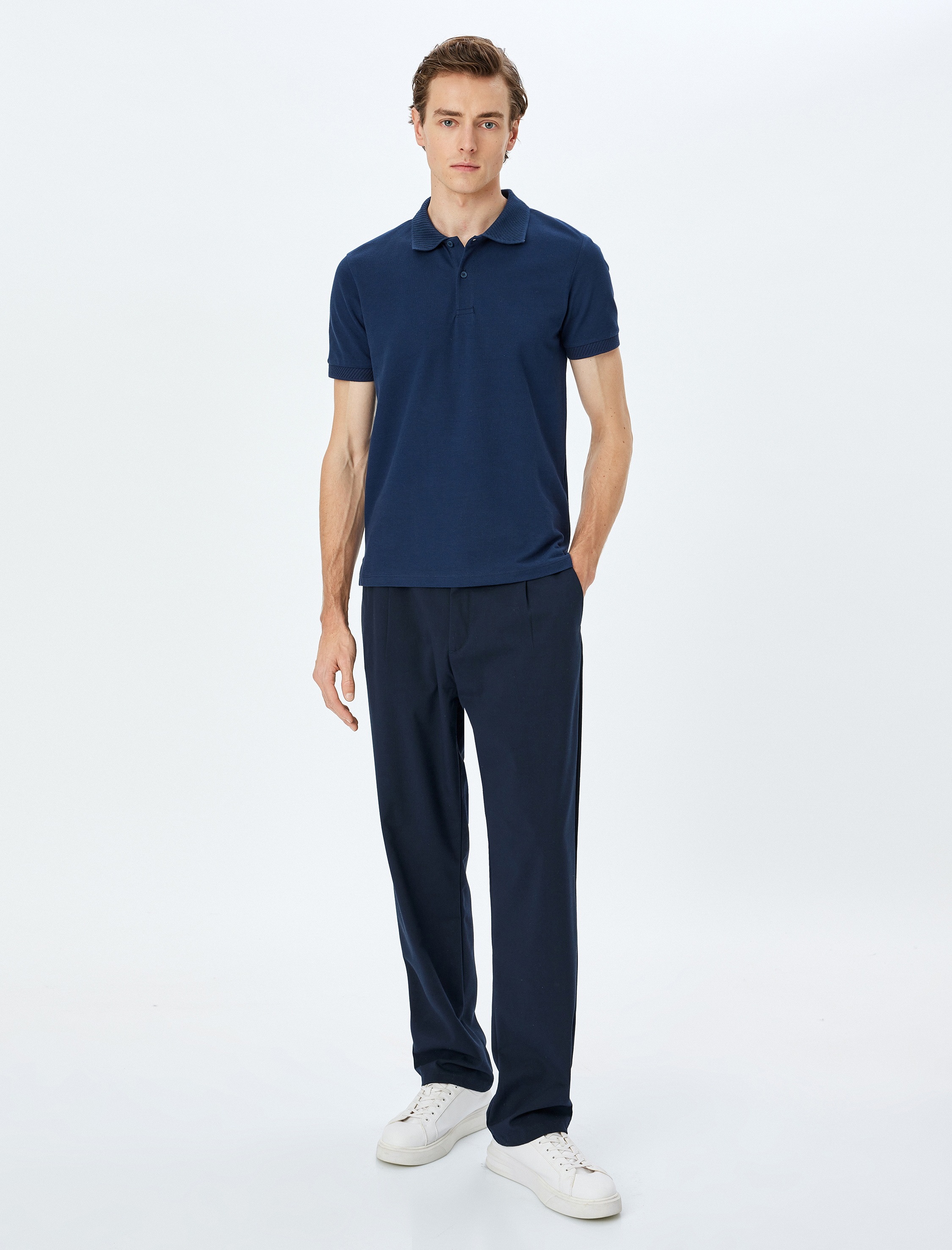   Slim Fit Kısa Kollu Pike Kumaş Pamuklu Polo Yaka Tişört