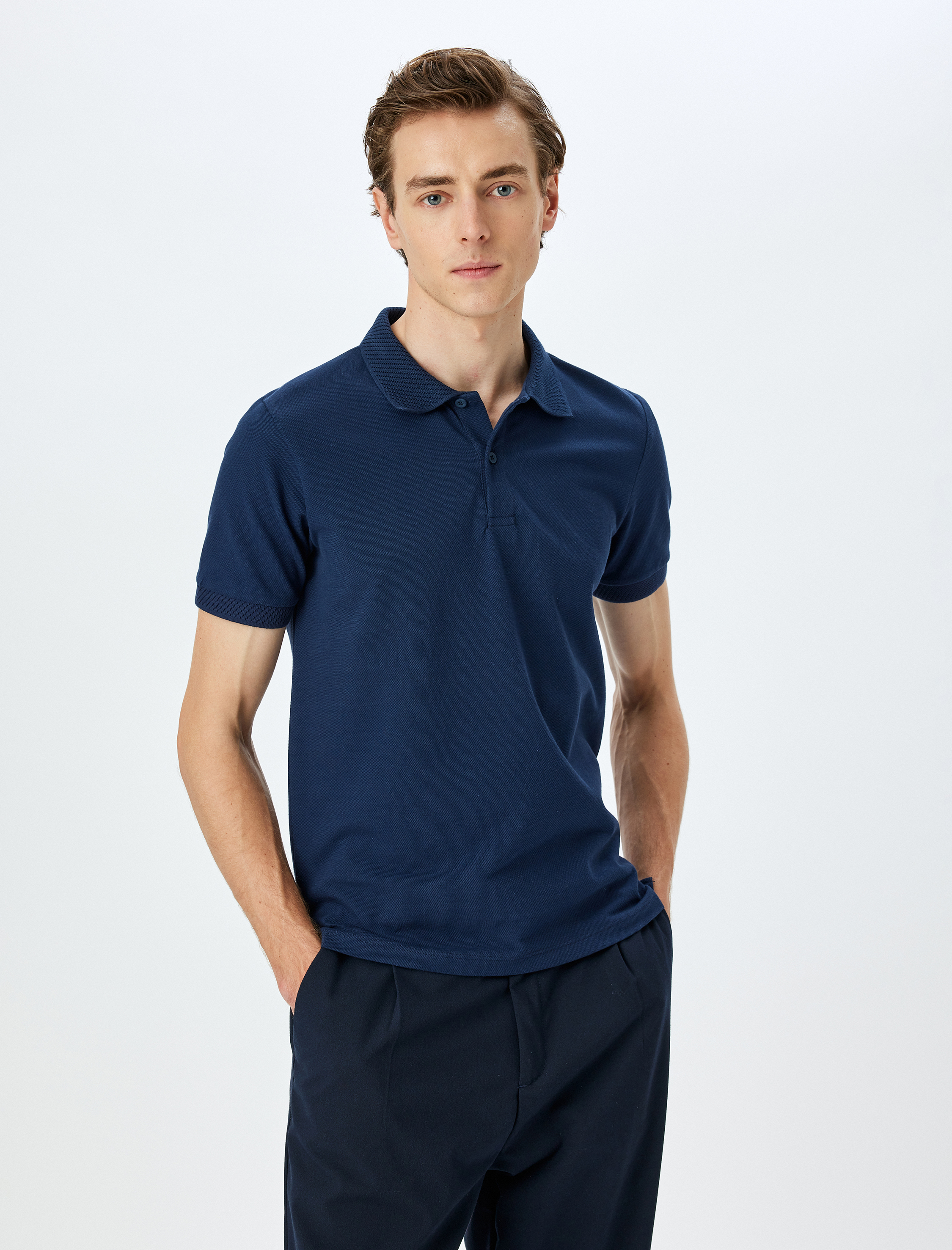   Slim Fit Kısa Kollu Pike Kumaş Pamuklu Polo Yaka Tişört