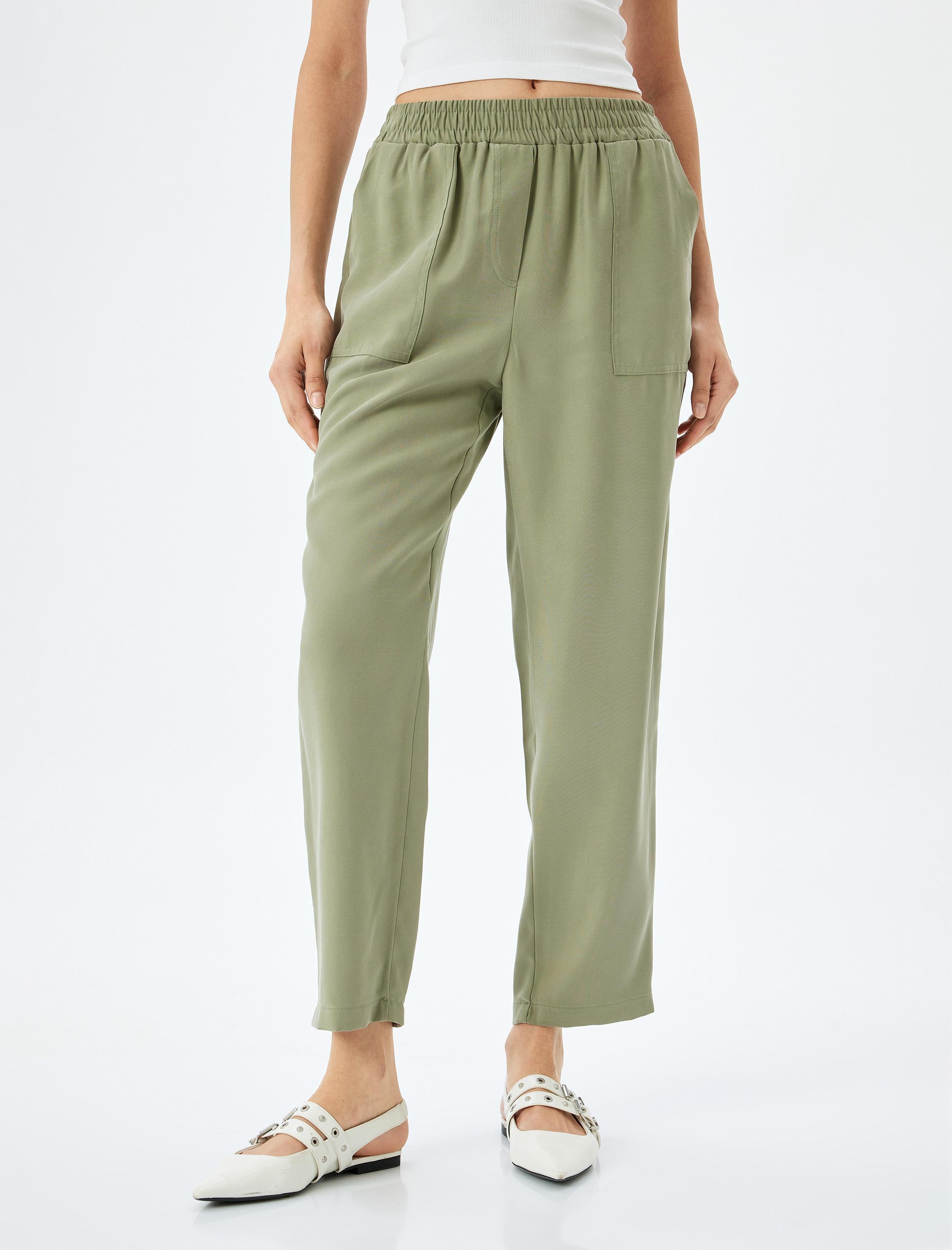   Beli Lastikli Cepli Viskon Pantolon