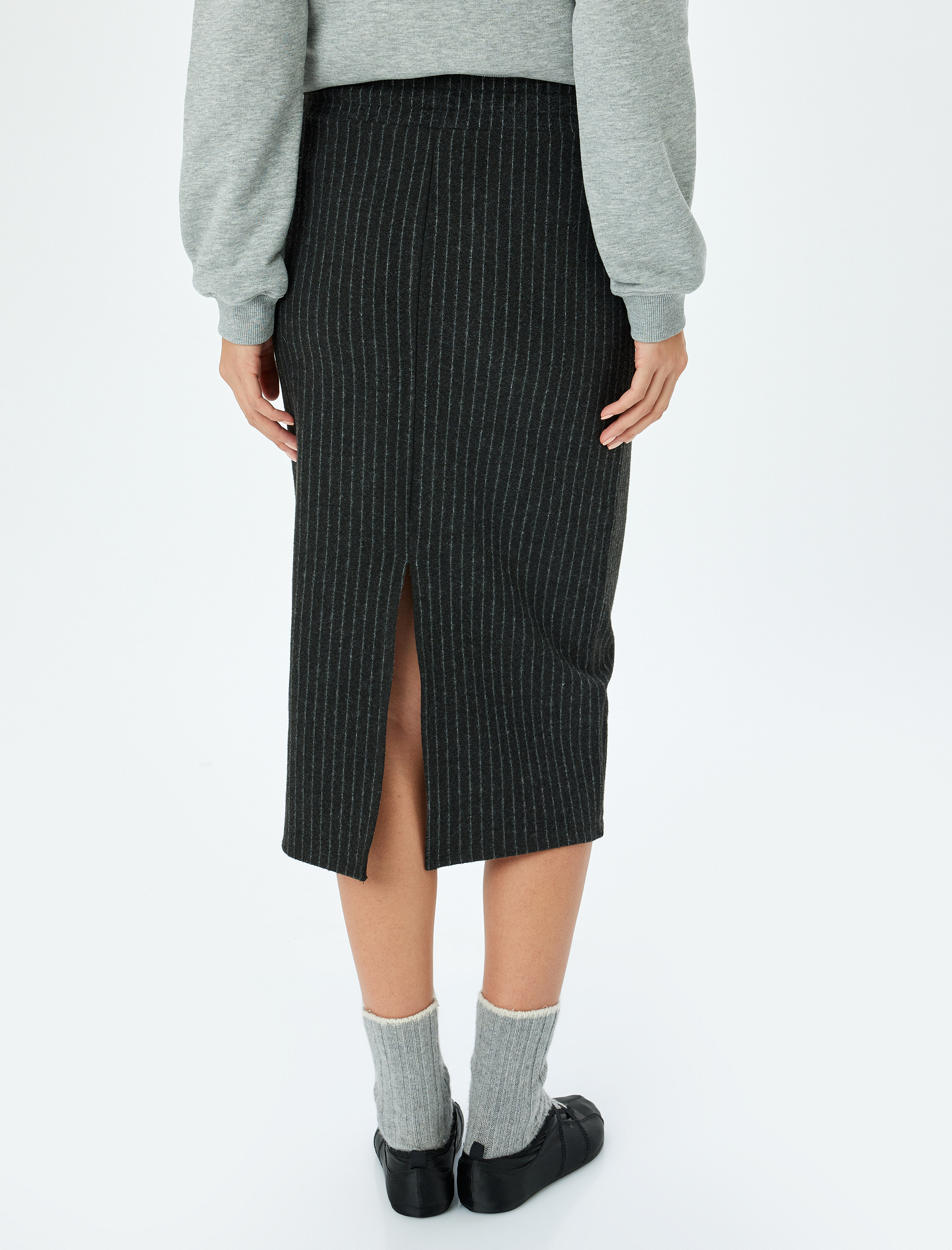 Koton X Şahika Ercümen -  Yüksek Bel Slim Fit  Midi Boy Kalem Etek