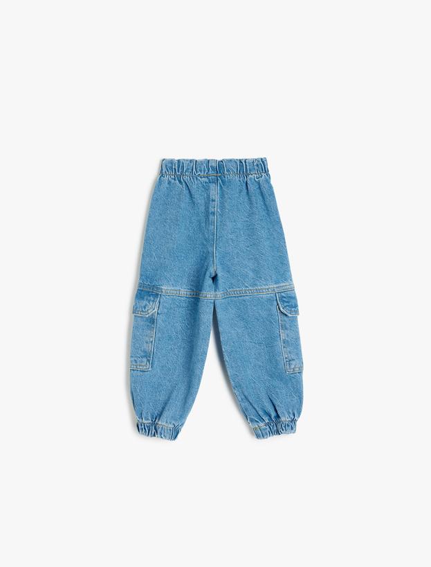 Yüksek Bel Kargo Cepli Pamuklu Jogger Kot Pantolon_1