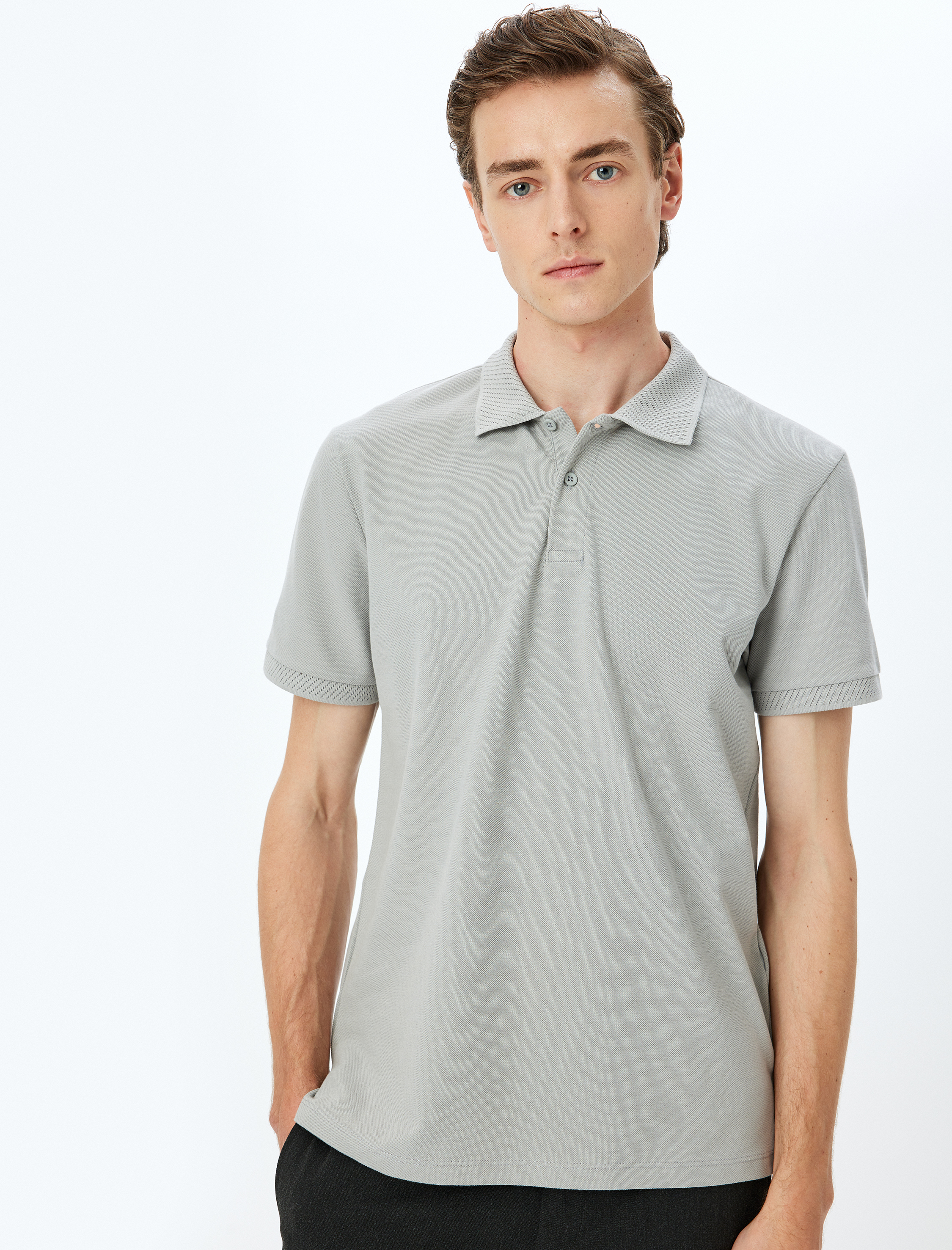   Slim Fit Kısa Kollu Pike Kumaş Pamuklu Polo Yaka Tişört