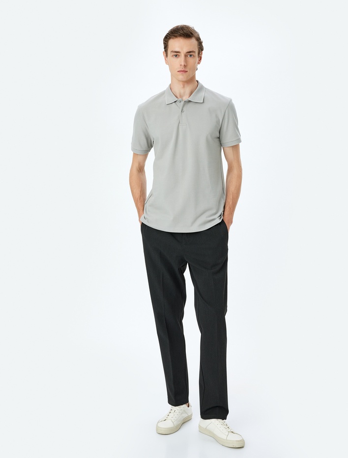  Slim Fit Kısa Kollu Pike Kumaş Pamuklu Polo Yaka Tişört