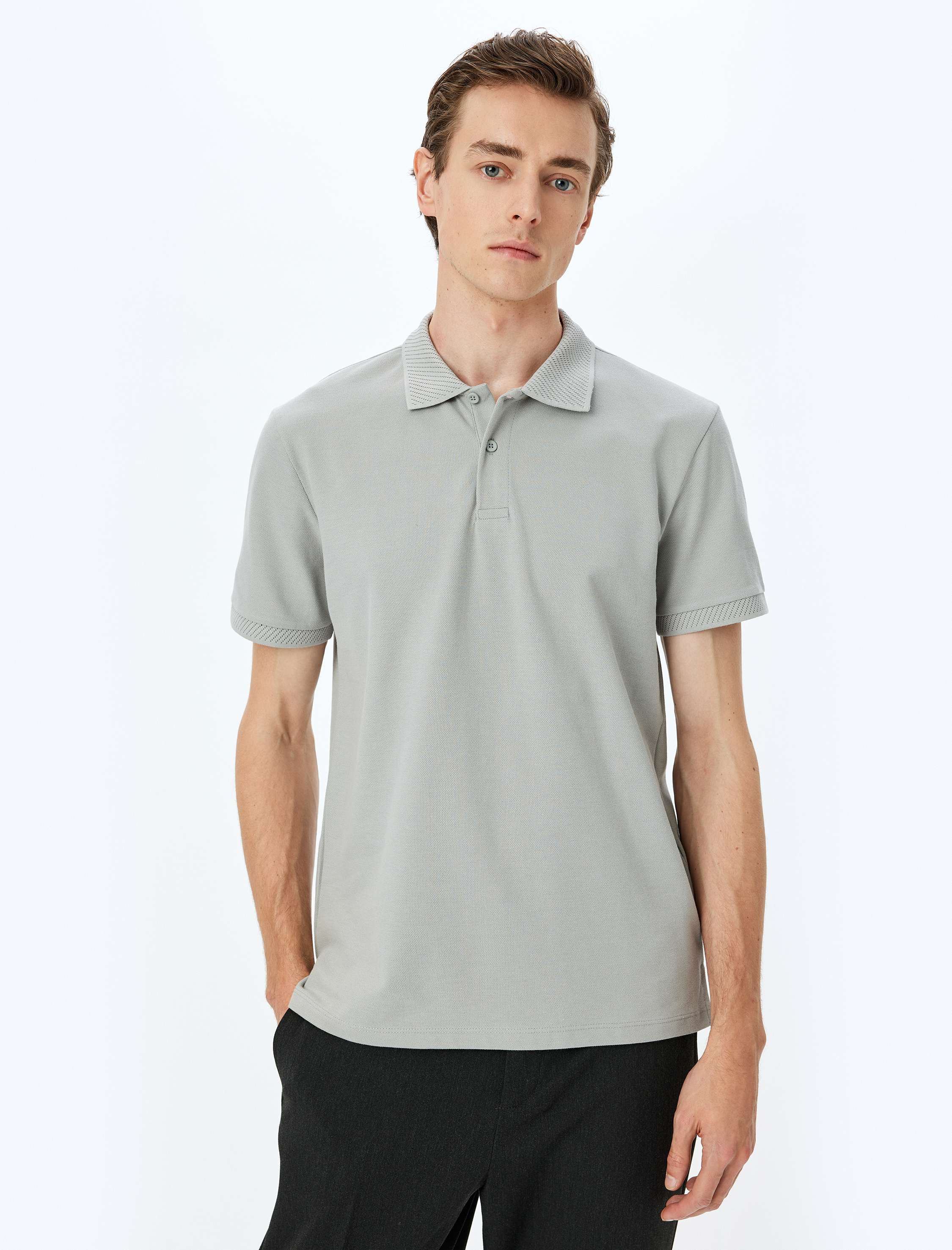   Slim Fit Kısa Kollu Pike Kumaş Pamuklu Polo Yaka Tişört