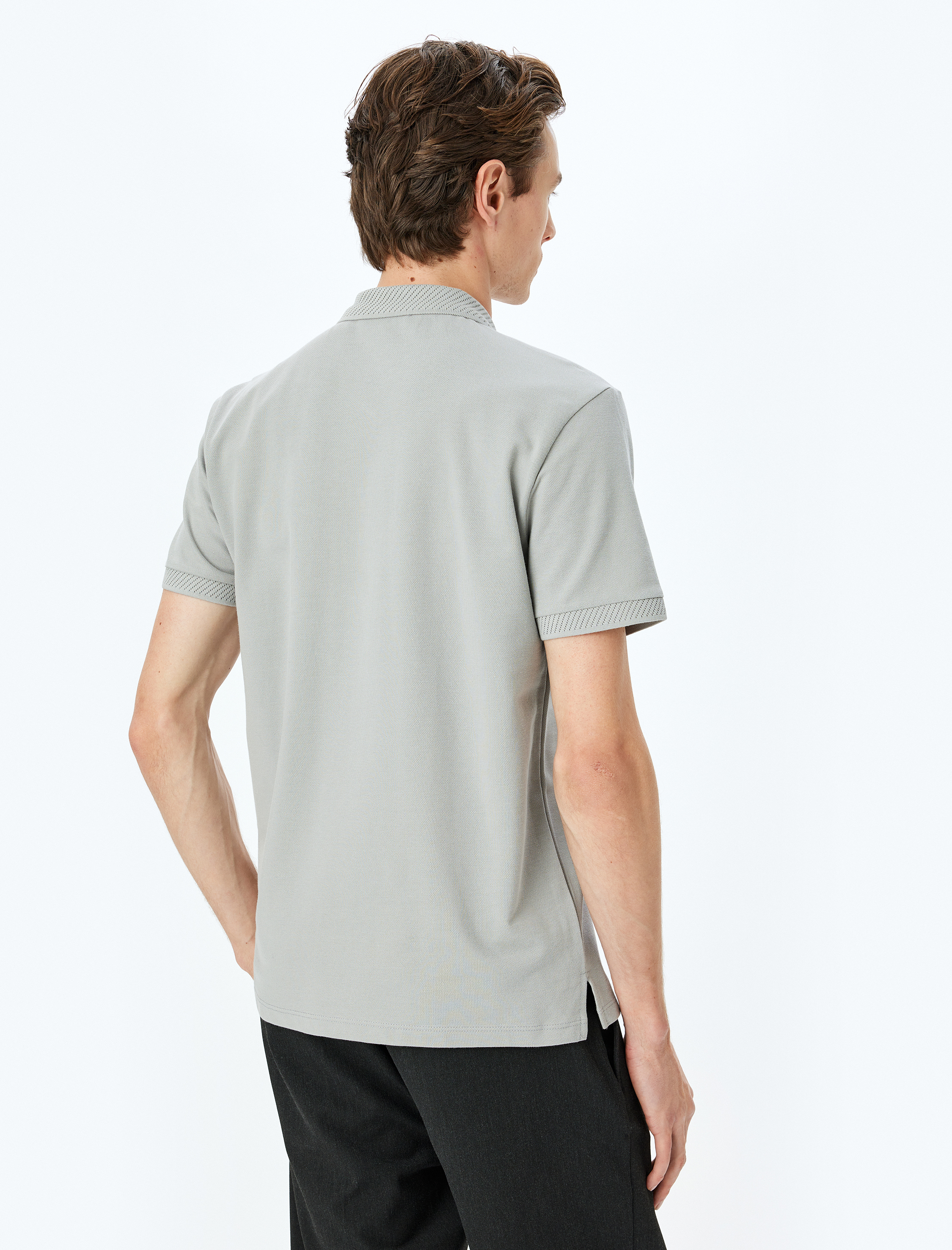   Slim Fit Kısa Kollu Pike Kumaş Pamuklu Polo Yaka Tişört