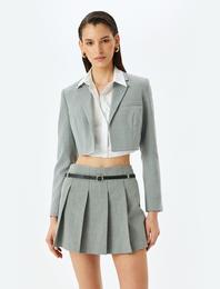 Uzun Kollu Kruvaze Crop Blazer Ceket