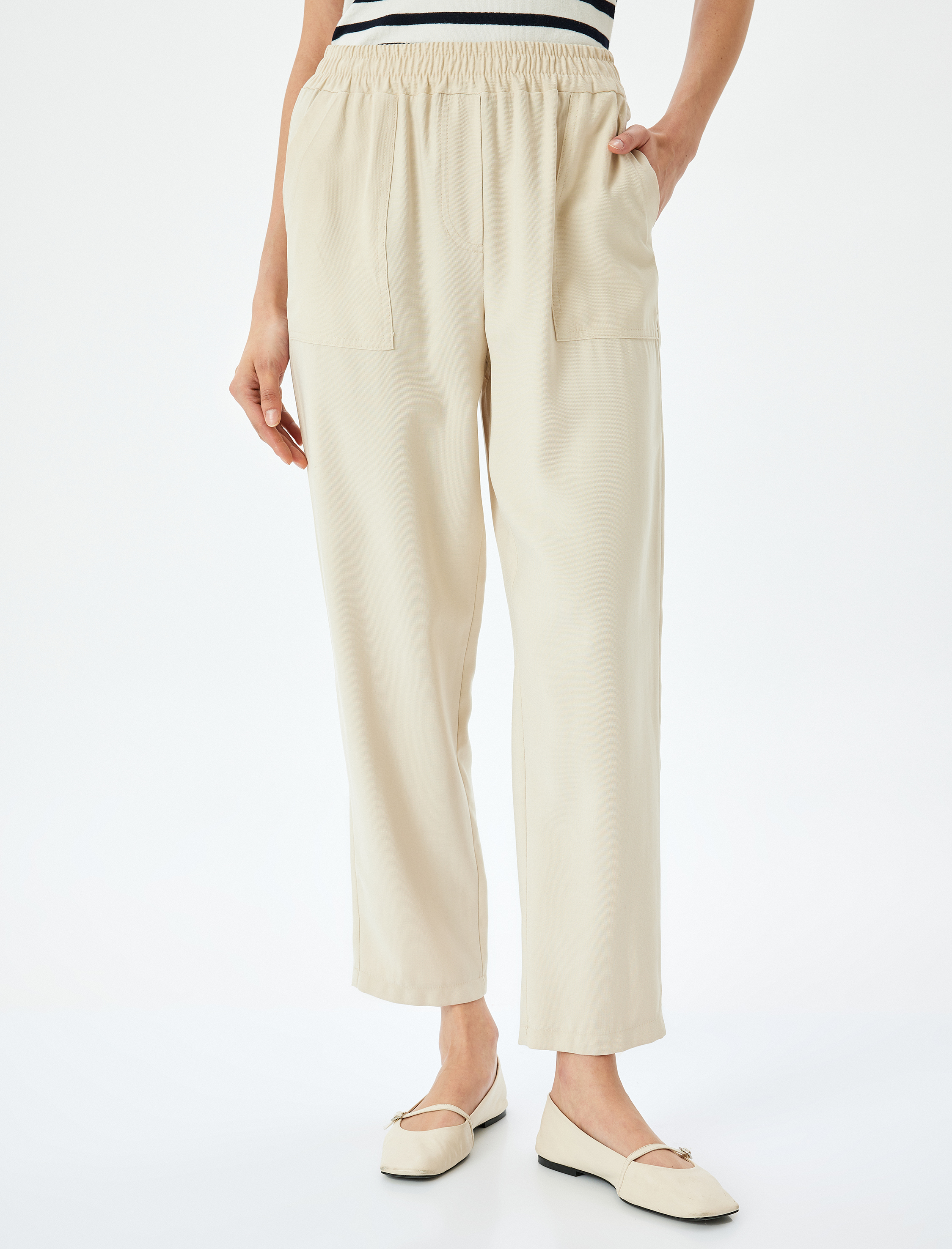 Beli Lastikli Cepli Viskon Pantolon