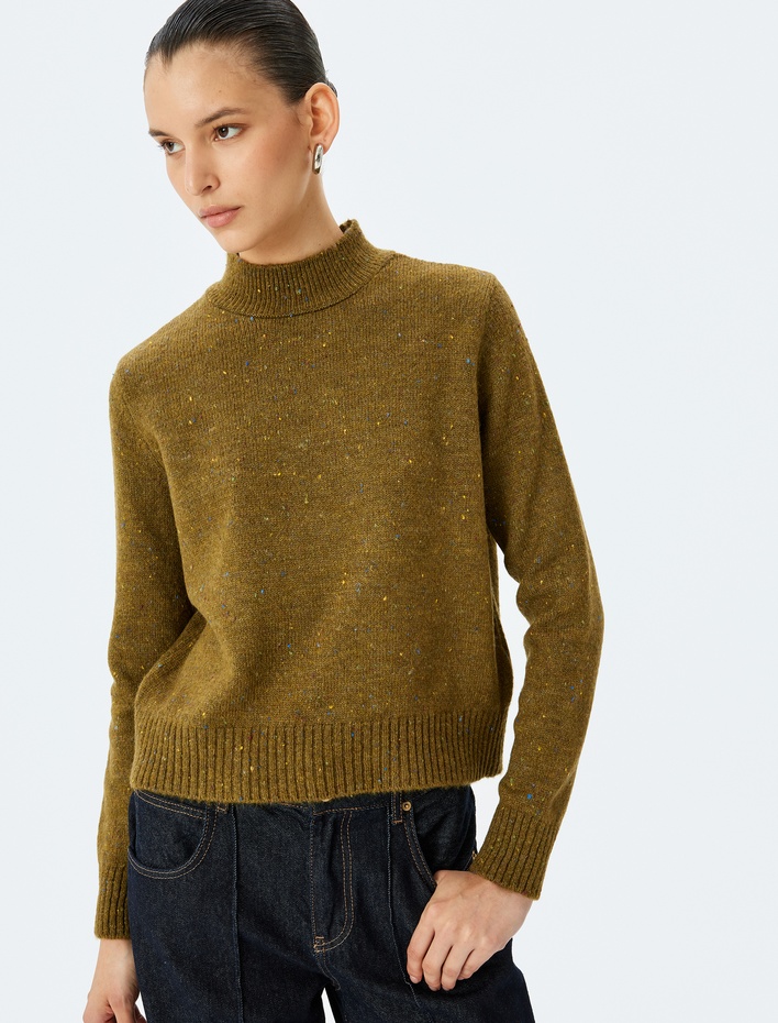  Dik Yaka Uzun Kollu Basic Triko Kazak