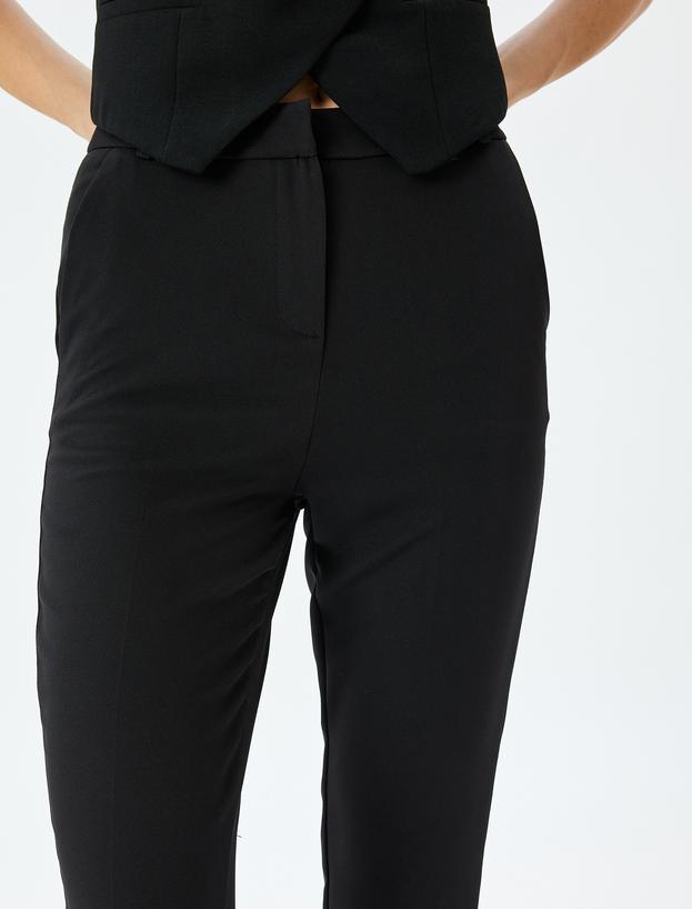 Yüksek Bel Slim Fit Cigarette Kumaş Pantolon_4