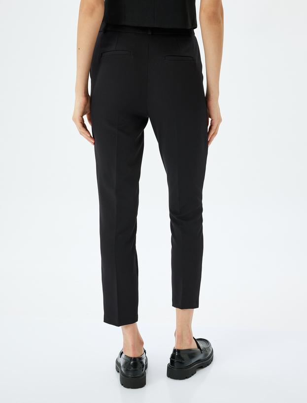 Yüksek Bel Slim Fit Cigarette Kumaş Pantolon_3