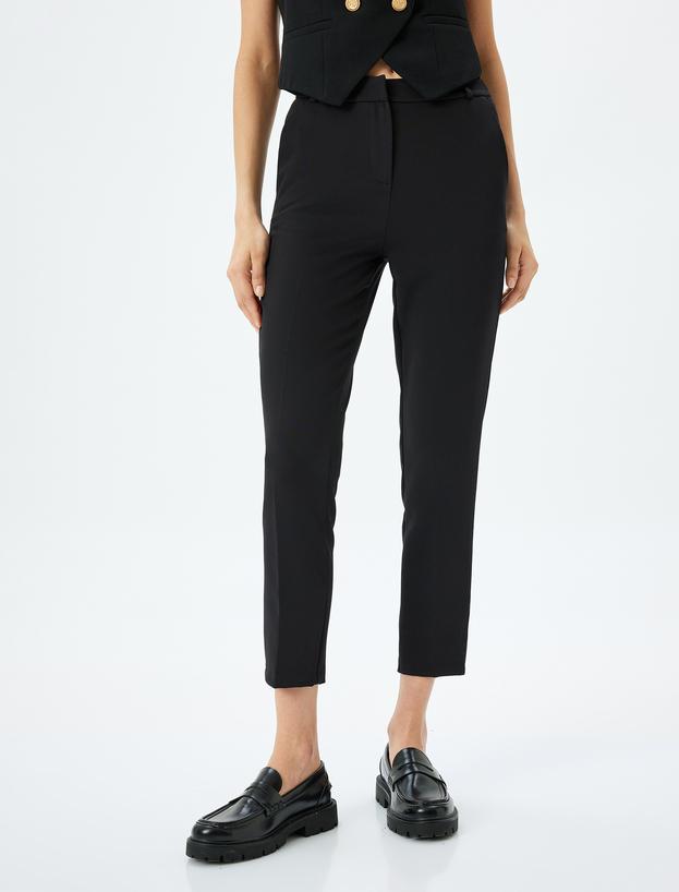 Yüksek Bel Slim Fit Cigarette Kumaş Pantolon_2
