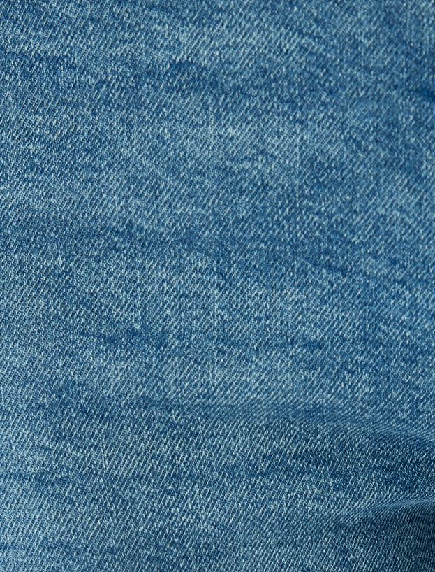 Yüksek Bel İspanyol Paça Düğmeli Kot Pantolon_5