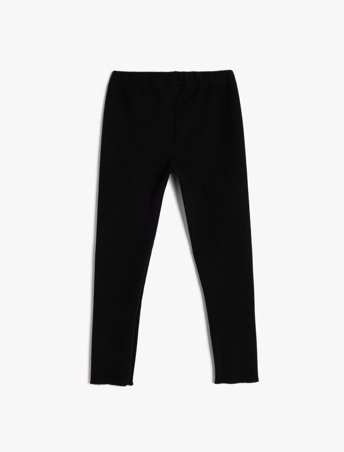 Kız Çocuk Tek Cep Detaylı Beli Lastikli Ribanalı Basic Tayt