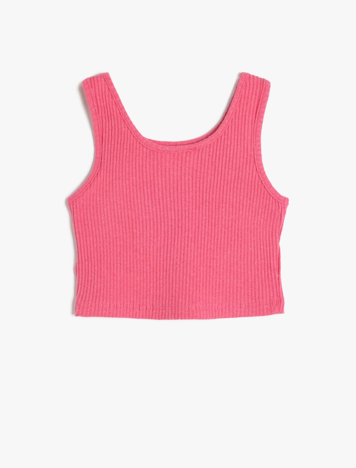 Kız Çocuk Bisiklet Yaka Baskı Detaylı Askılı Kolsuz Atlet