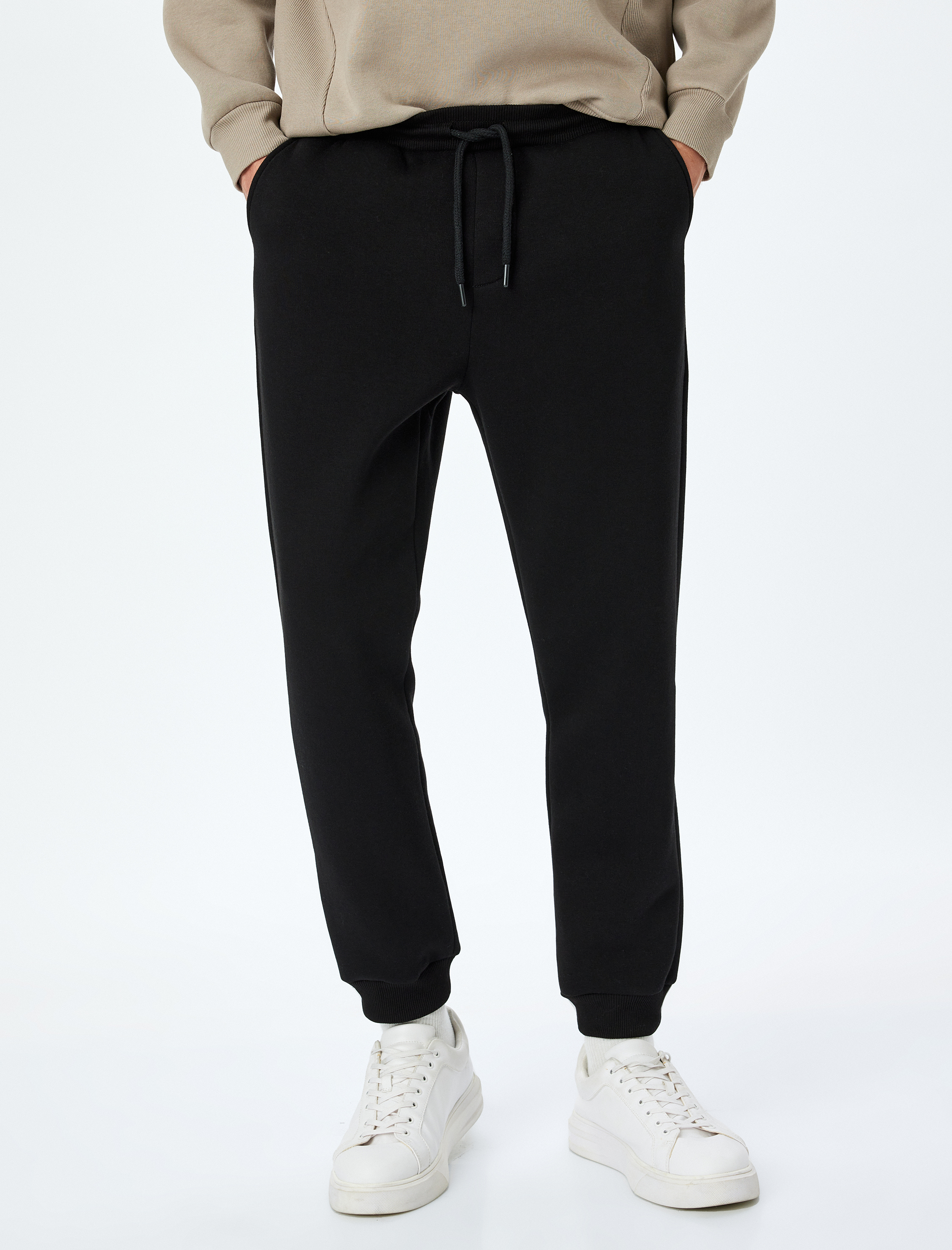   Regular Fit Cepli Şardonlu Pamuk Karışımlı Beli Bağcıklı Kışlık Eşofman Altı